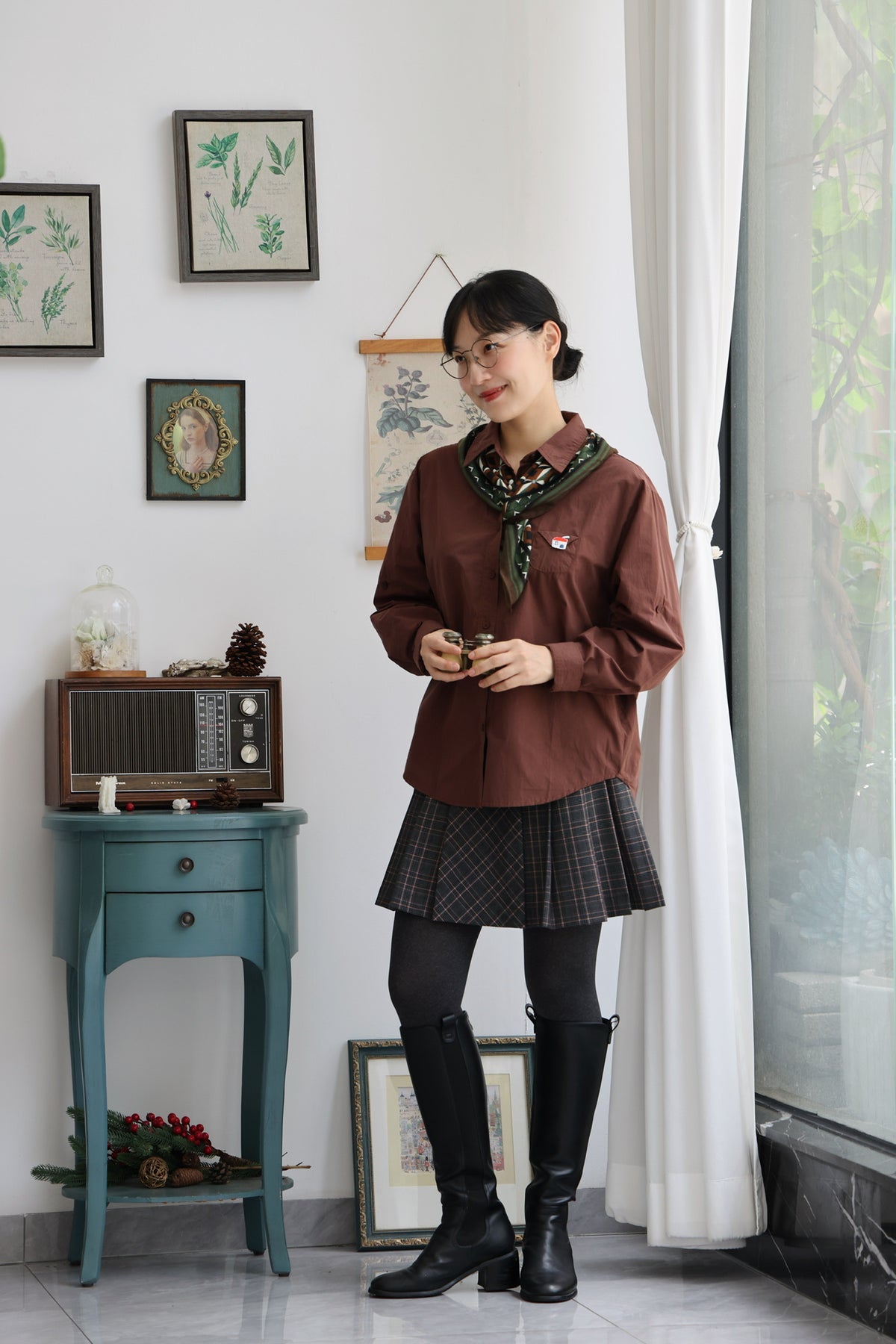 Little Cottage Cotton Shirt (Chocolate)