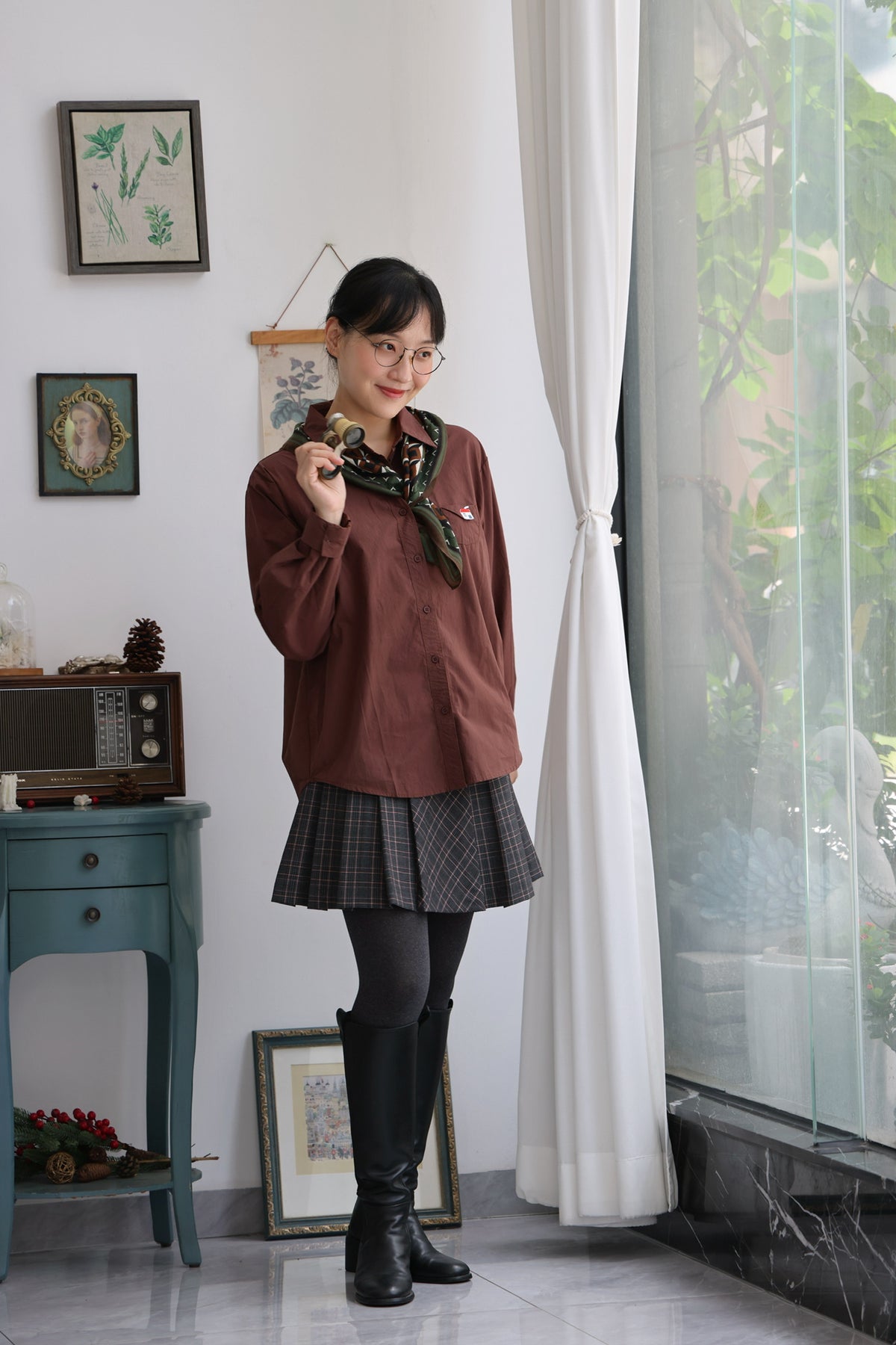 Little Cottage Cotton Shirt (Chocolate)