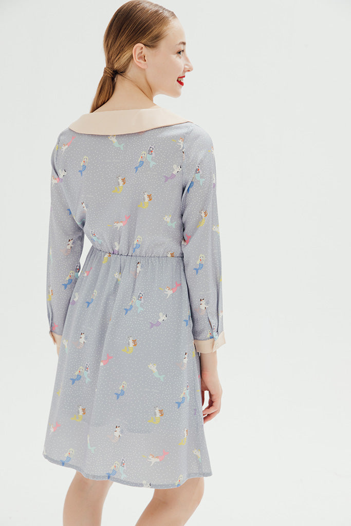 Love Mer-Cat Dress (Mist Blue)