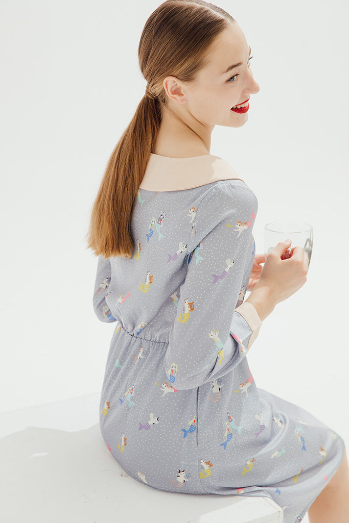Love Mer-Cat Dress (Mist Blue)