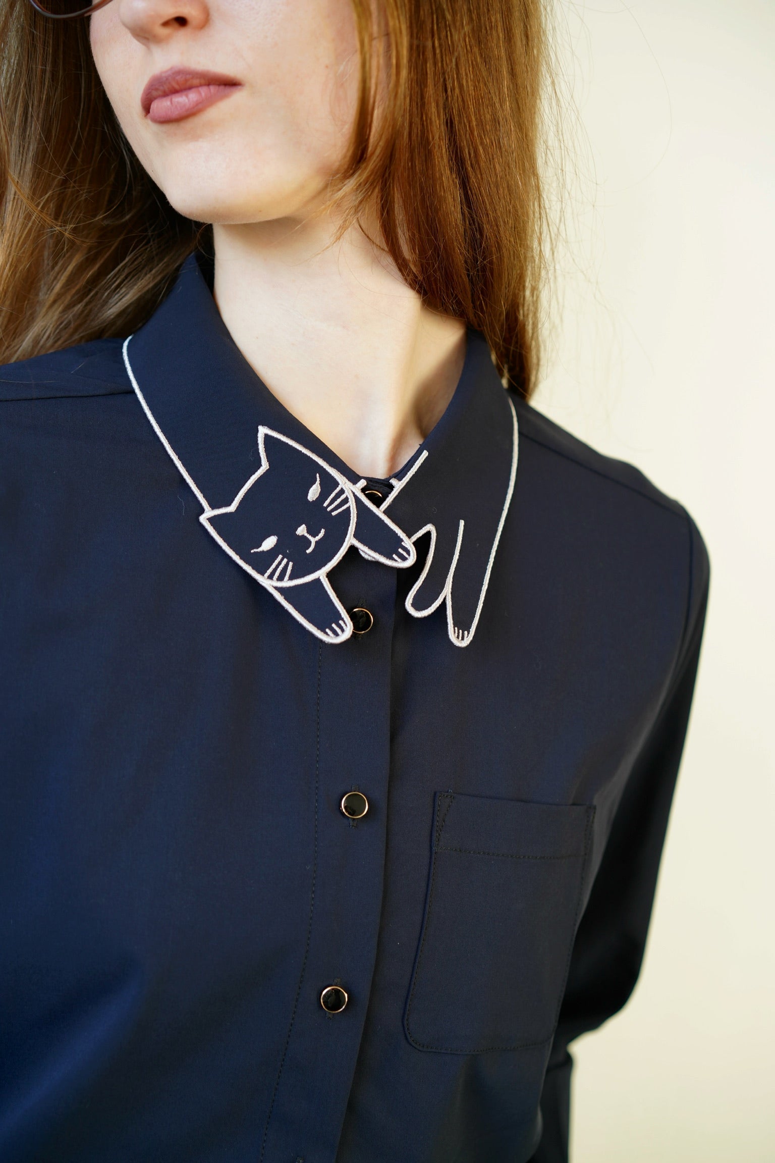 Love Cat Shirt (Navy）