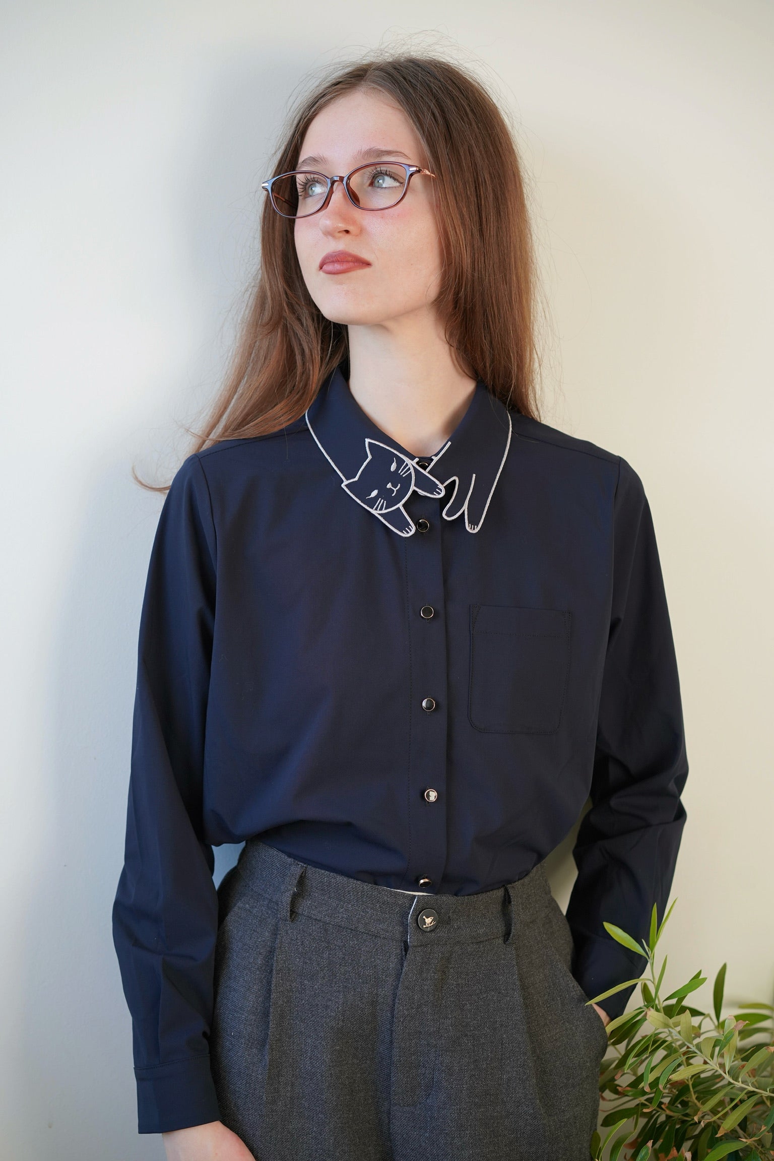 Love Cat Shirt (Navy）