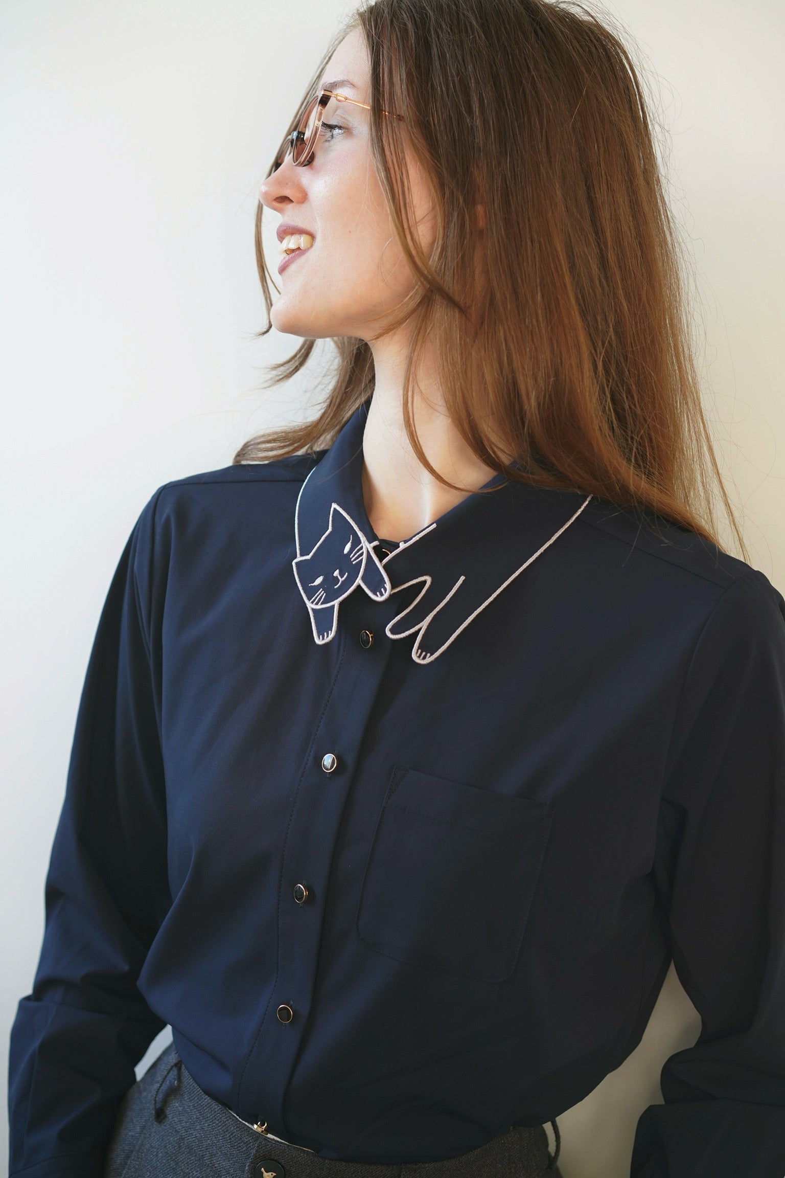 Love Cat Shirt (Navy）