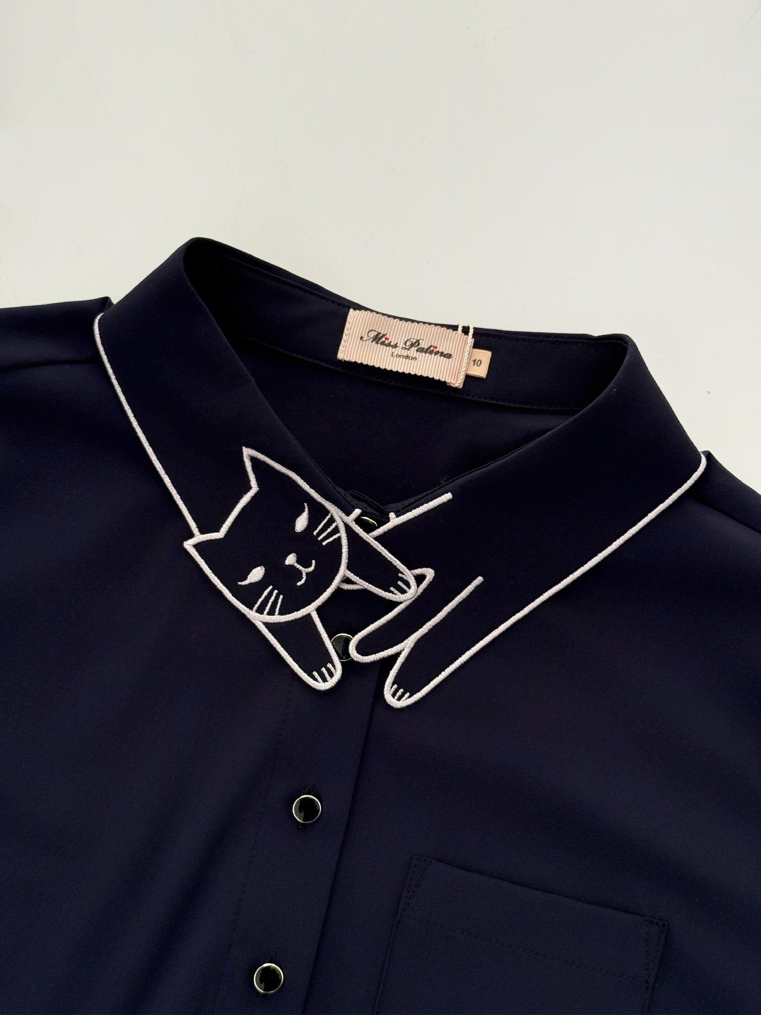 Love Cat Short Sleeve Shirt (Navy)