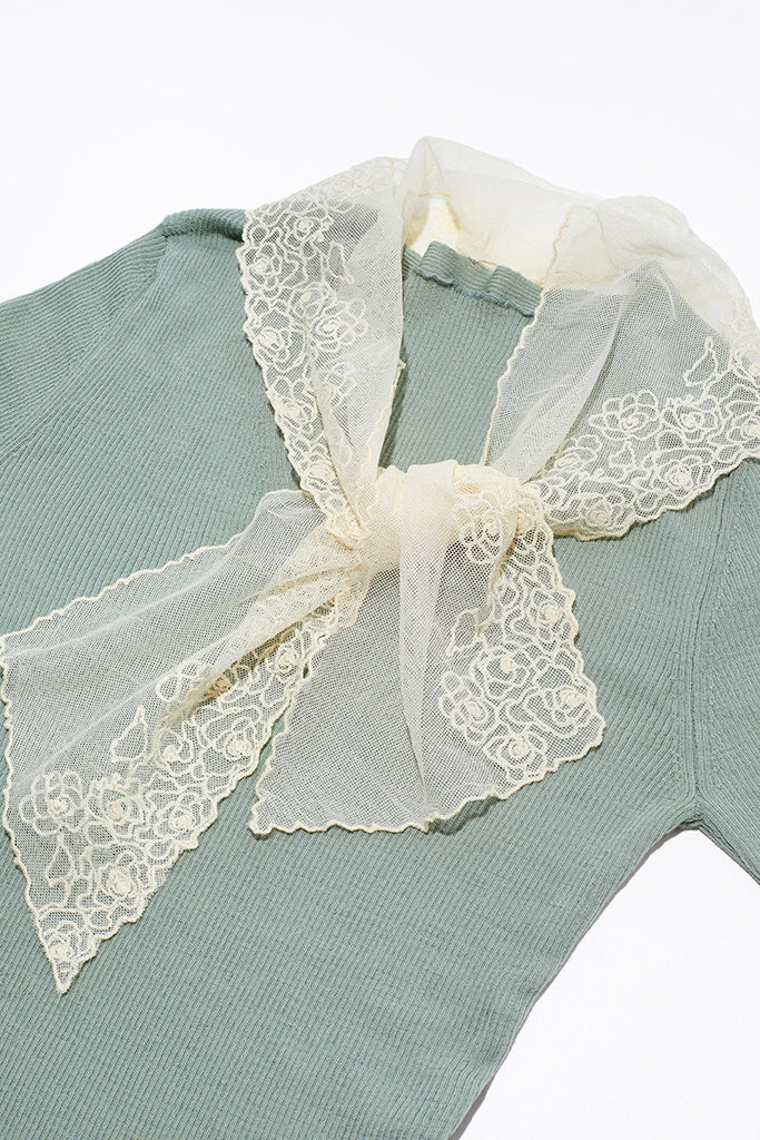 Lucky Lace Knit Top(Mint) - 100% Wool