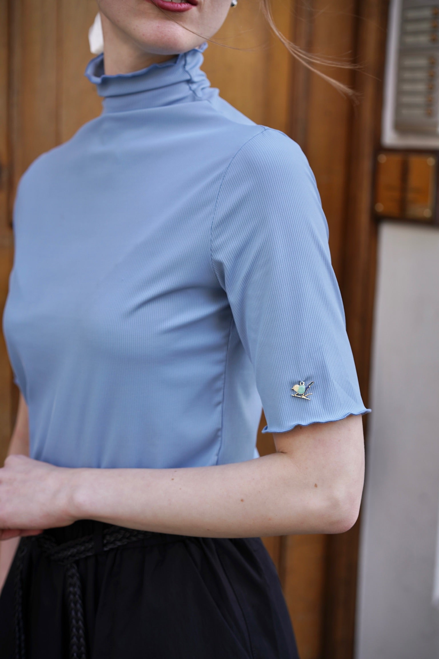 Lucky Bird Jersey Top (Baby Blue)