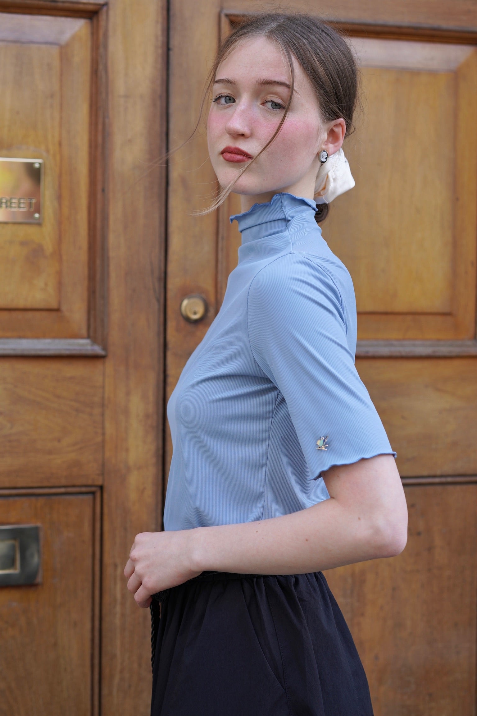 Lucky Bird Jersey Top (Baby Blue)