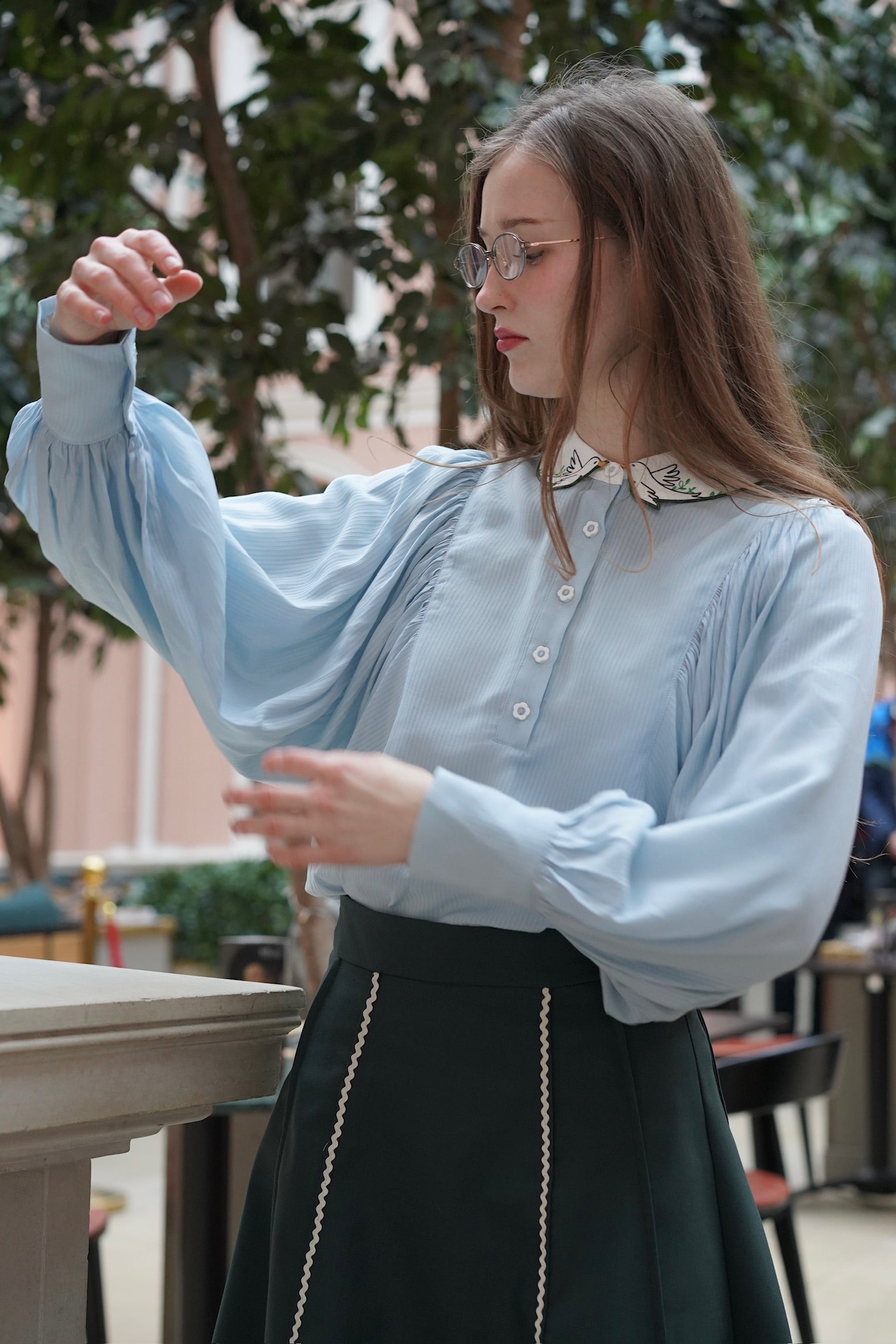 Lucky Songbird Blouse (Powder Blue)