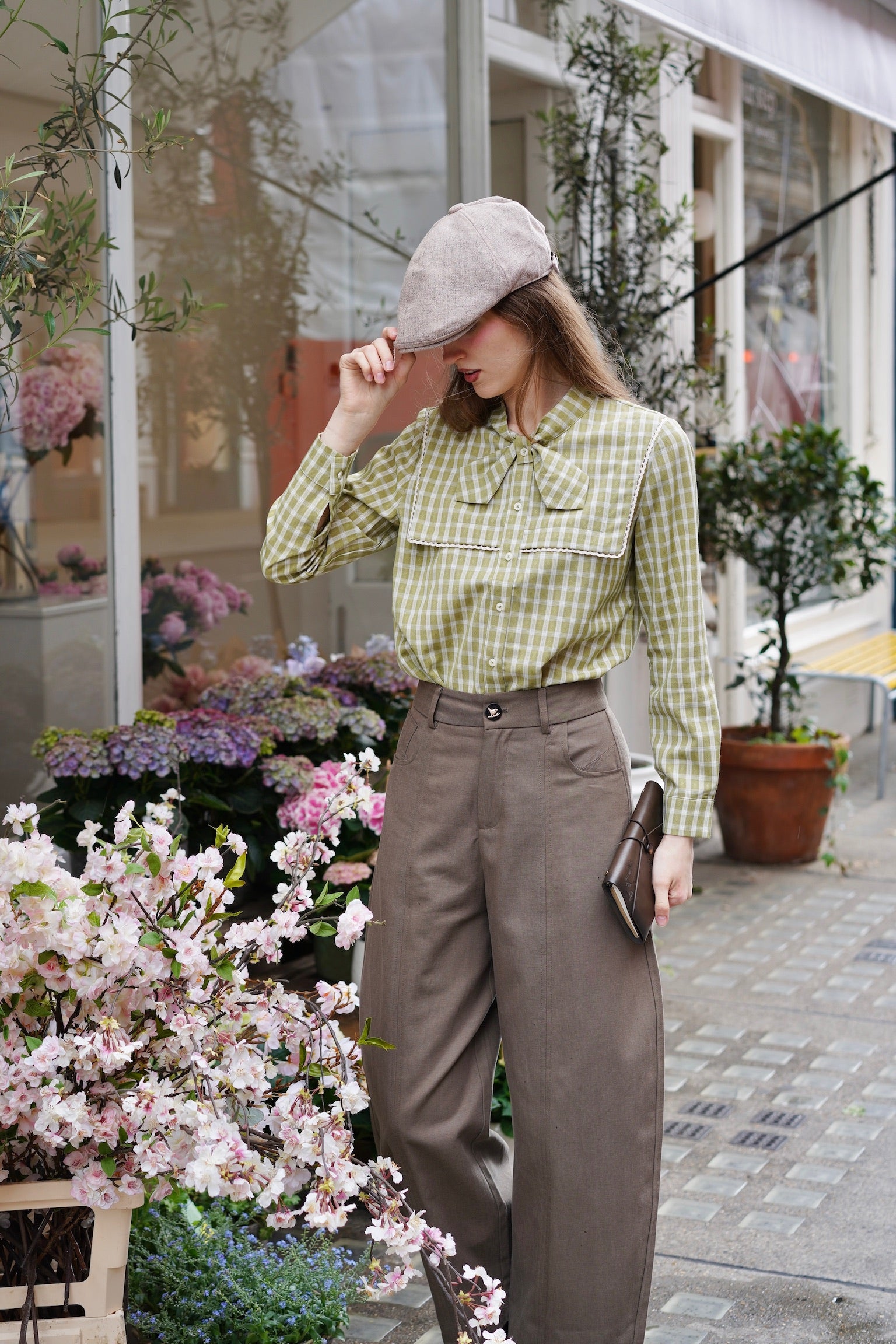 Clover Gingham Bow Blouse