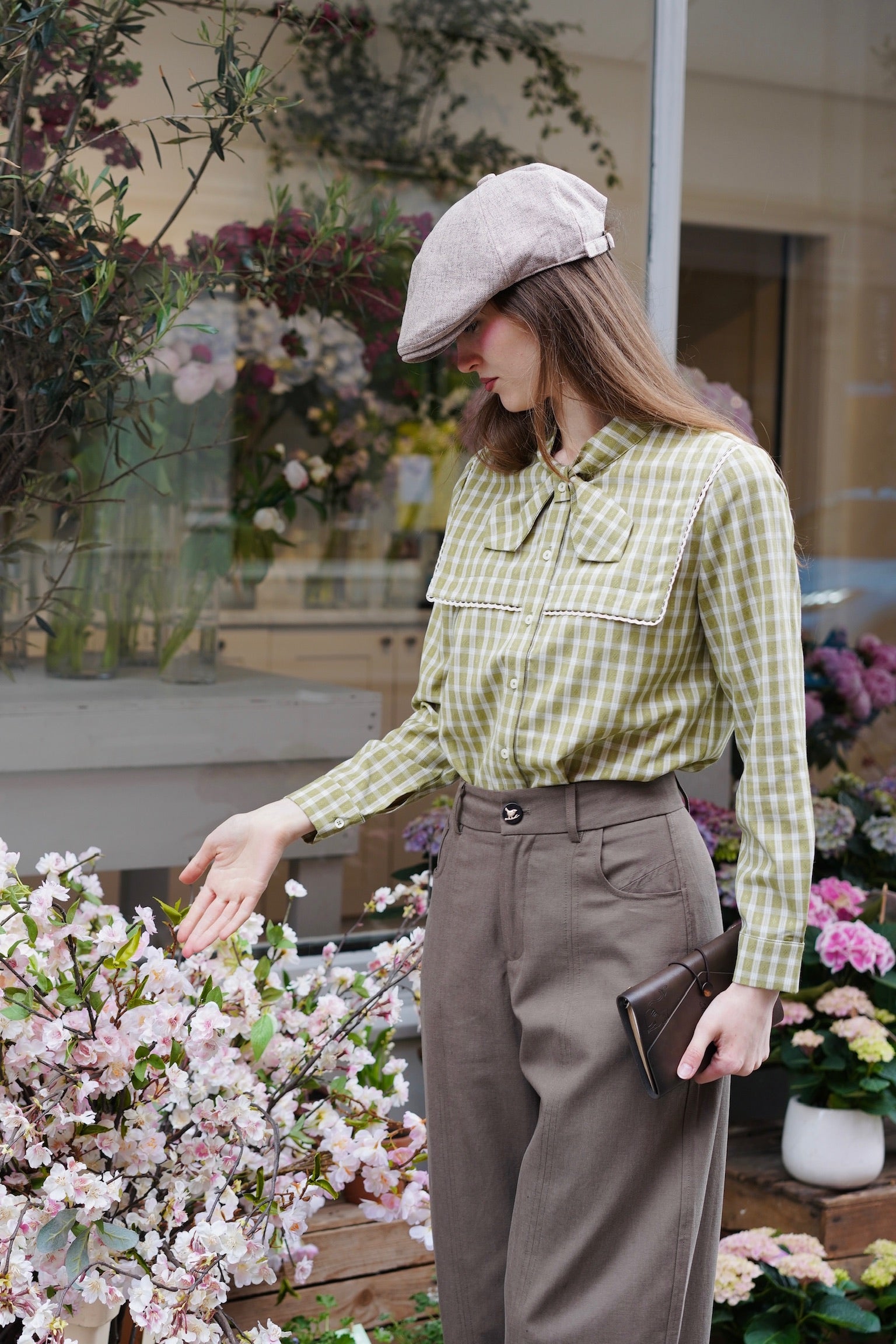 Clover Gingham Bow Blouse