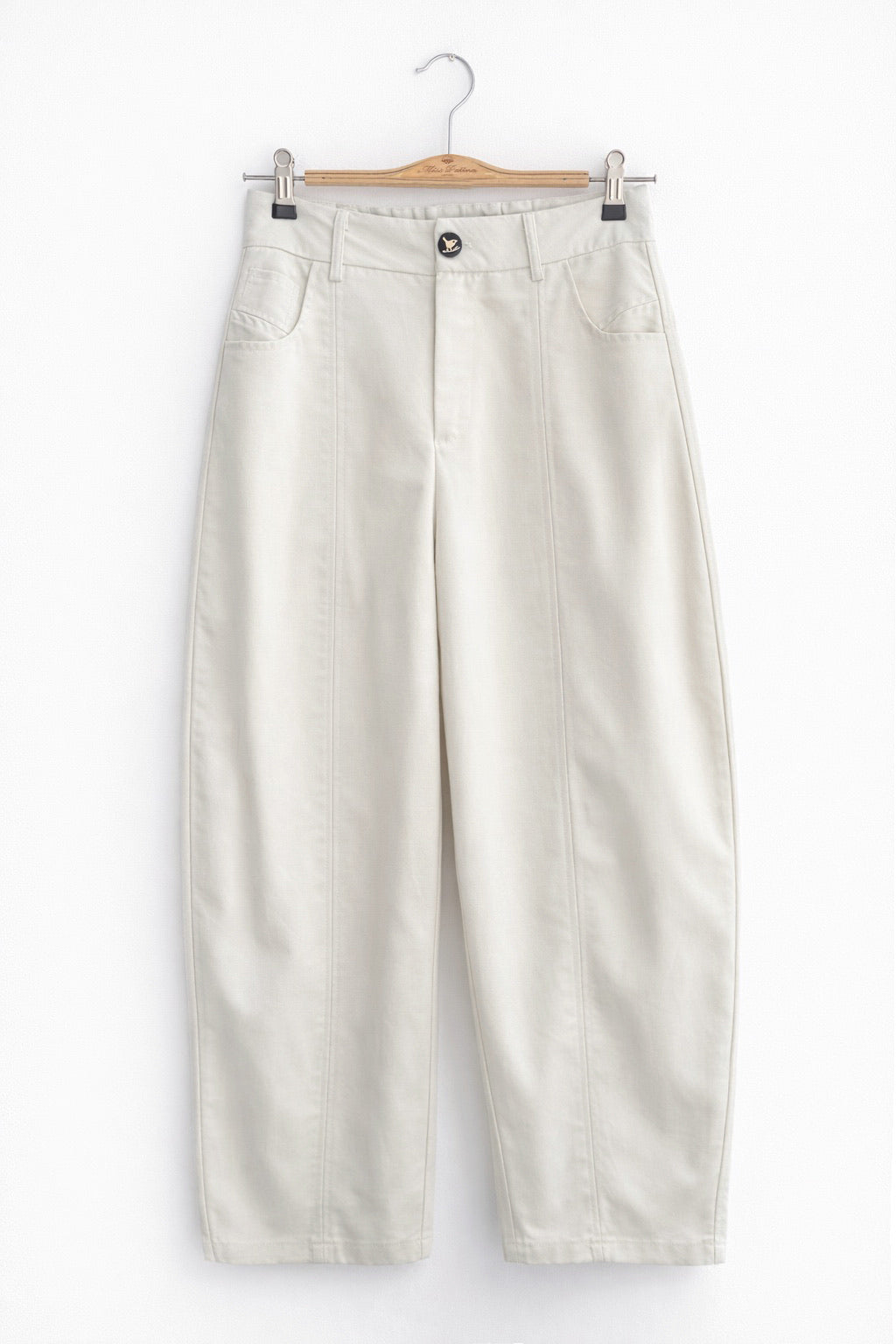 Lyocell Blend Barrel Trousers (Ivory)