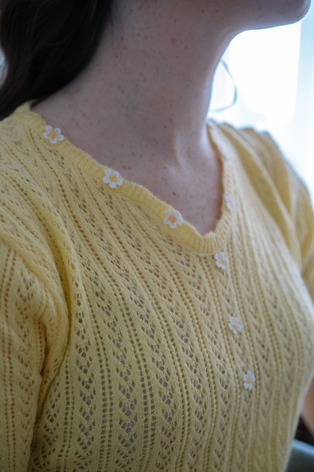 Maisie Daisy Chain Crochet Top (Butter Yellow)