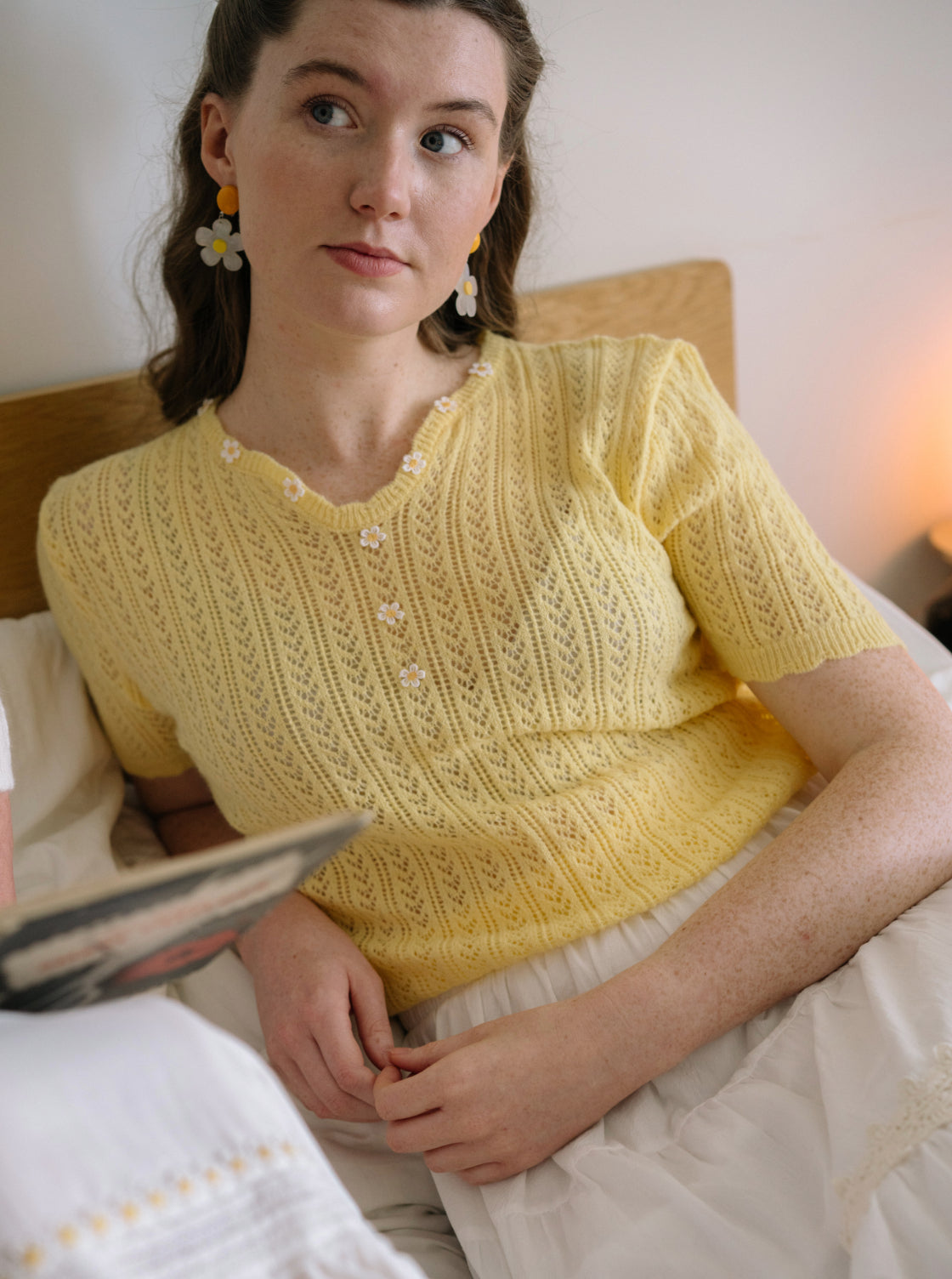 Maisie Daisy Chain Crochet Top (Butter Yellow)