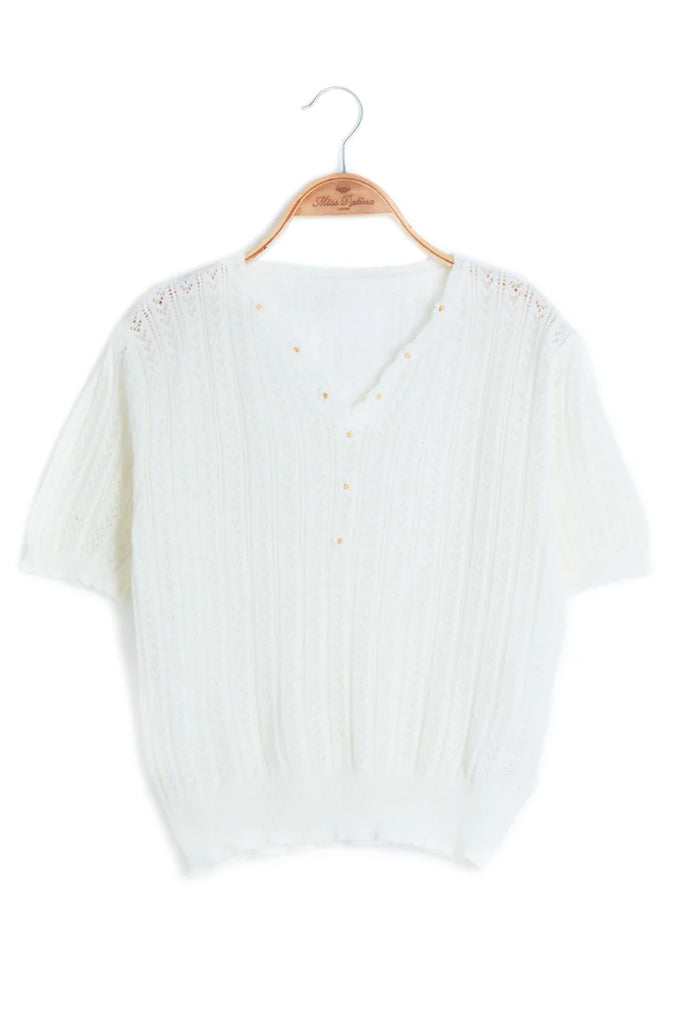 Maisie Daisy Chain Crochet Top (White)