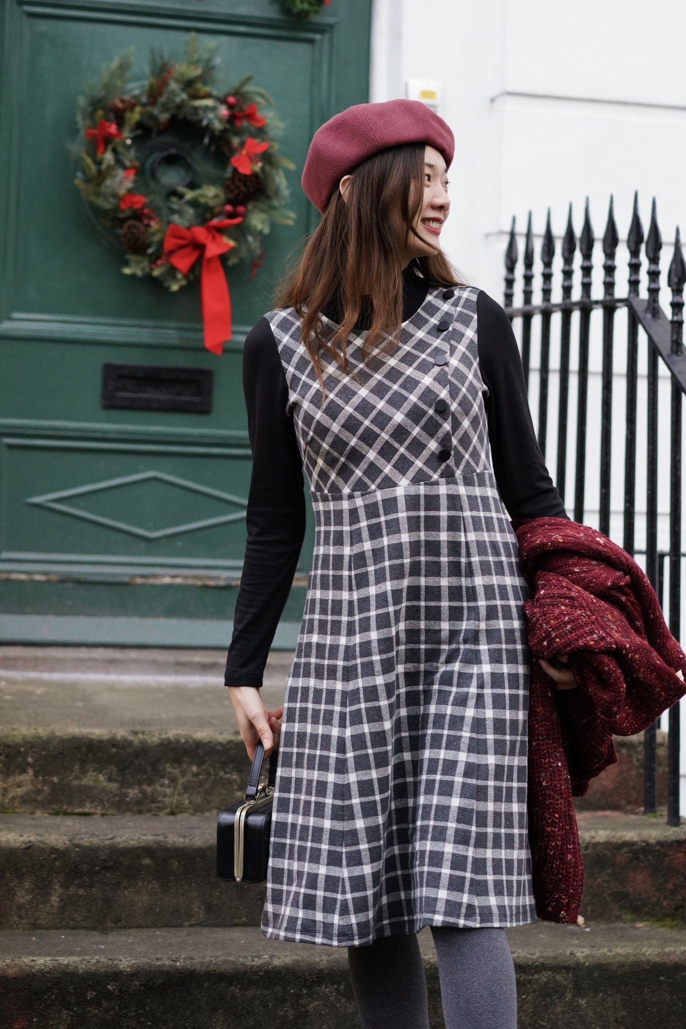 grey tartan dress Melrose Dress (Grey) Miss Patina