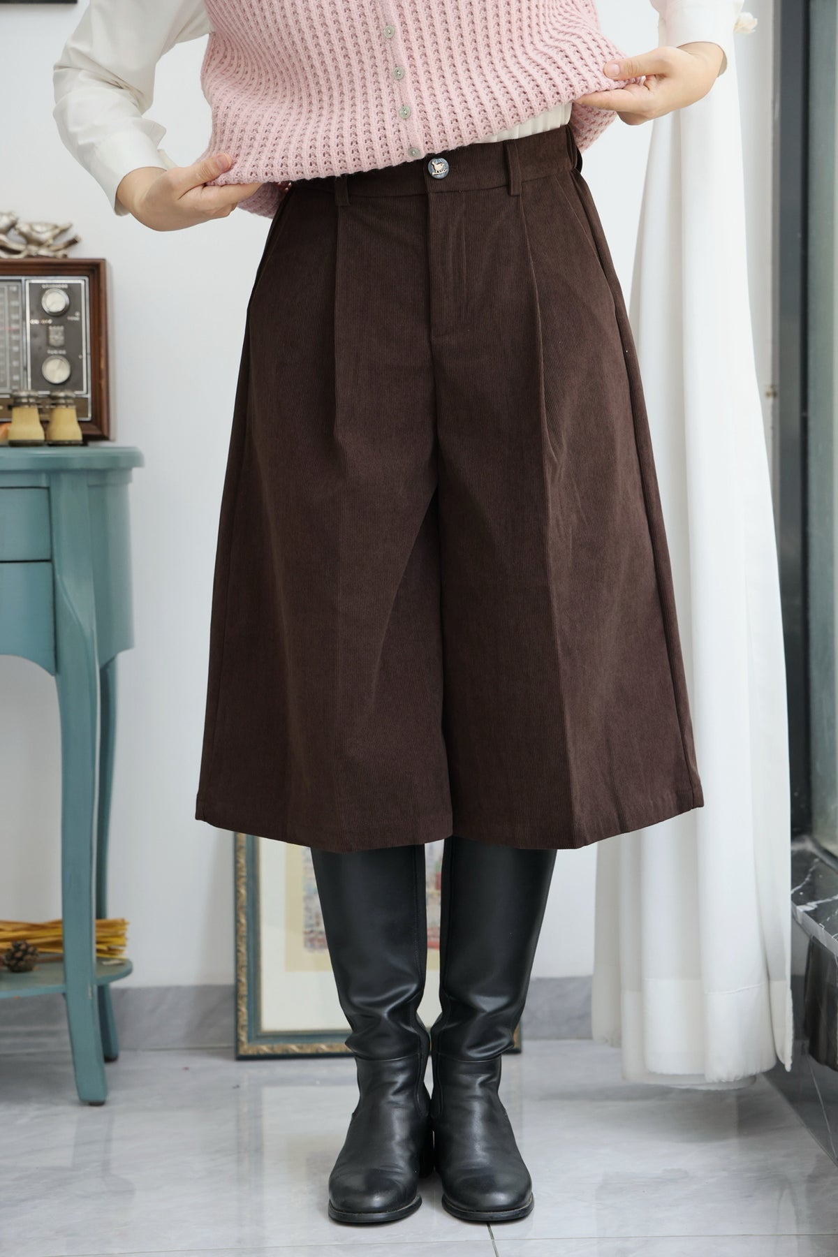 Minimal Corduroy Culottes (Chocolate)
