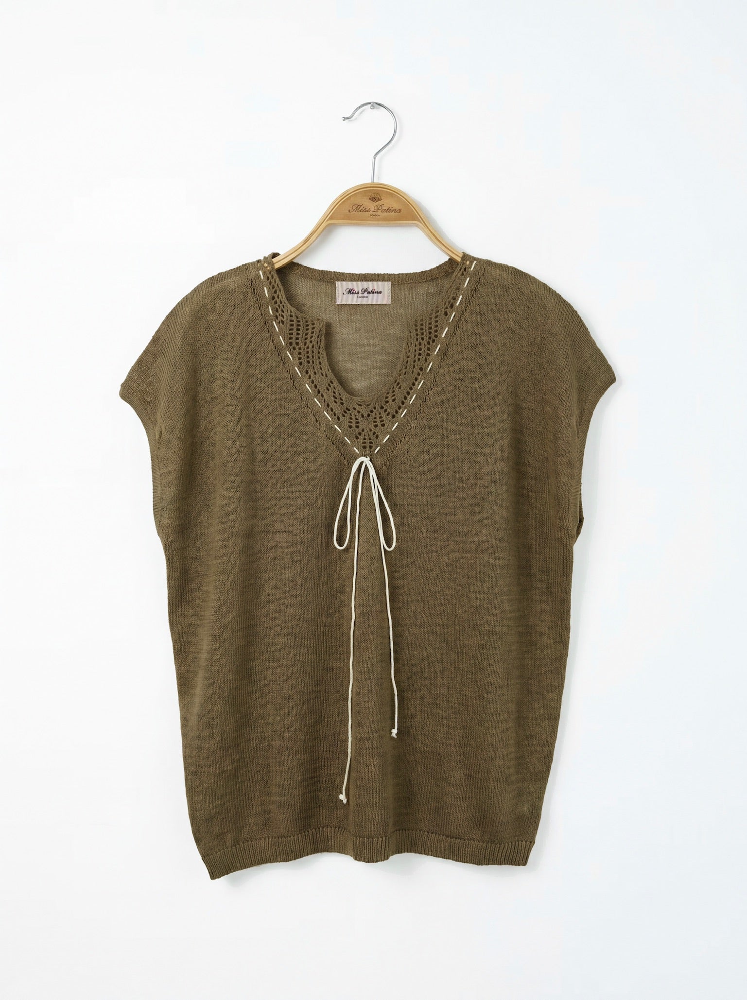 Olive Grove Crochet Tie Top