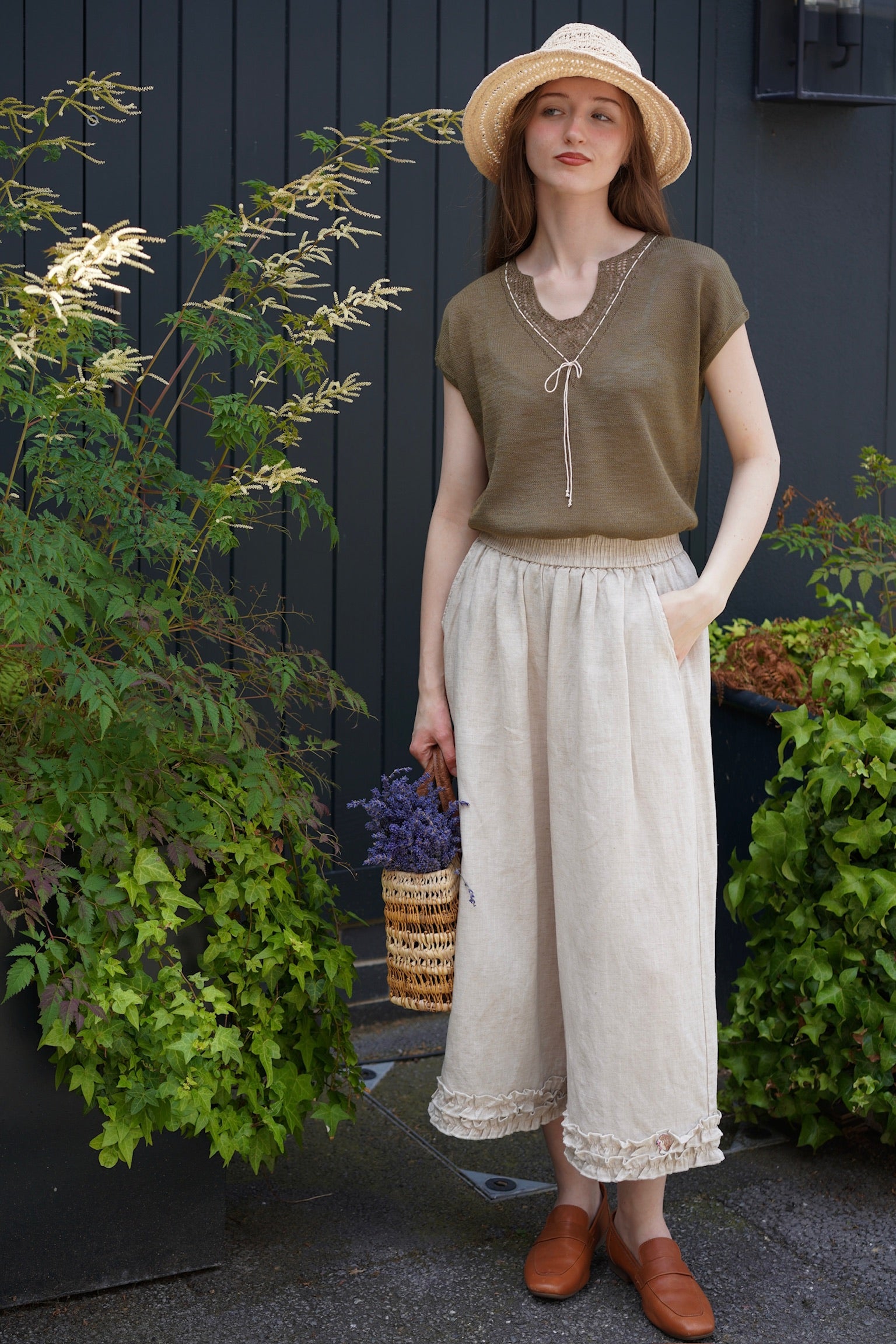 Olive Grove Crochet Tie Top