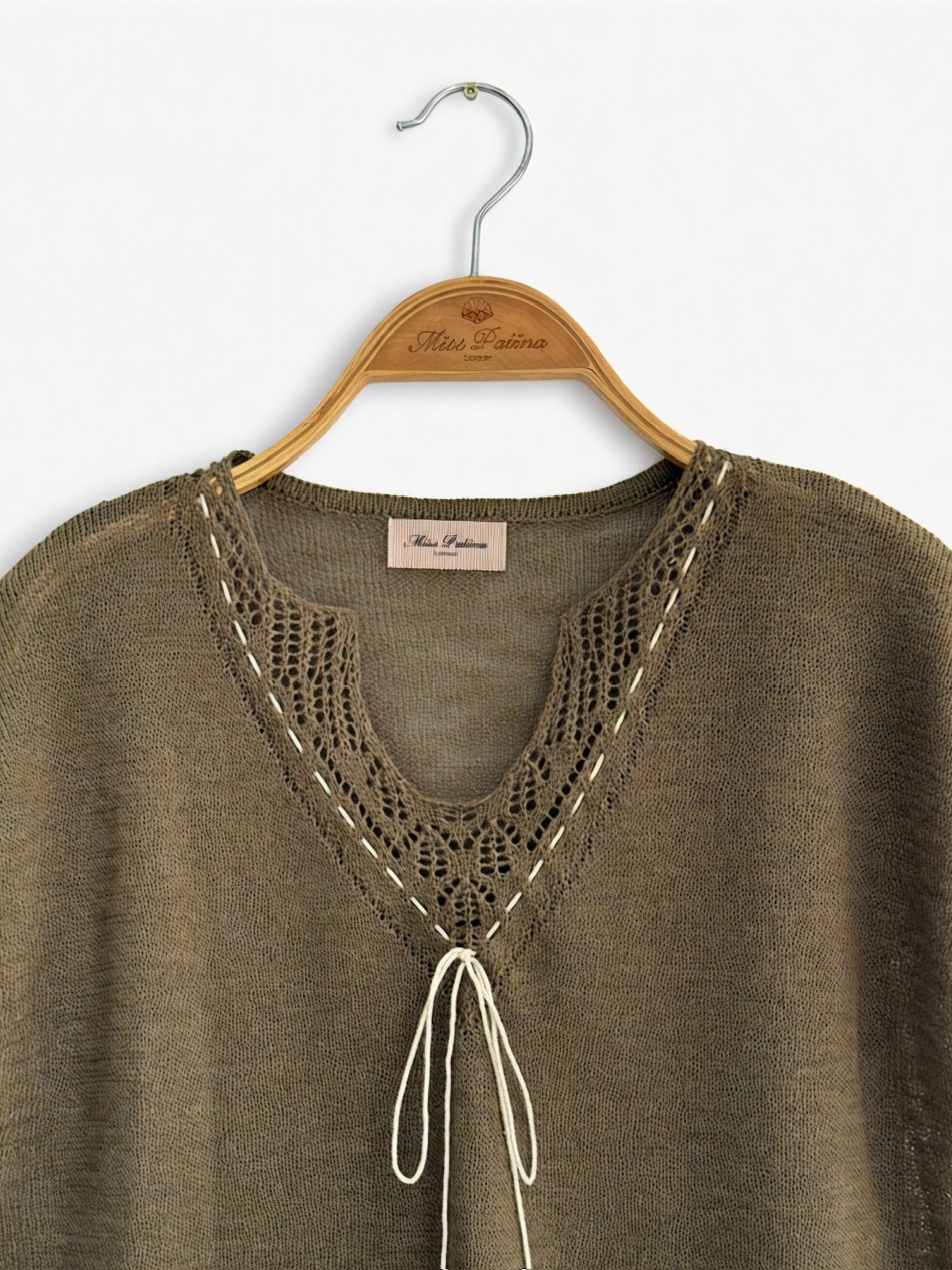Olive Grove Crochet Tie Top