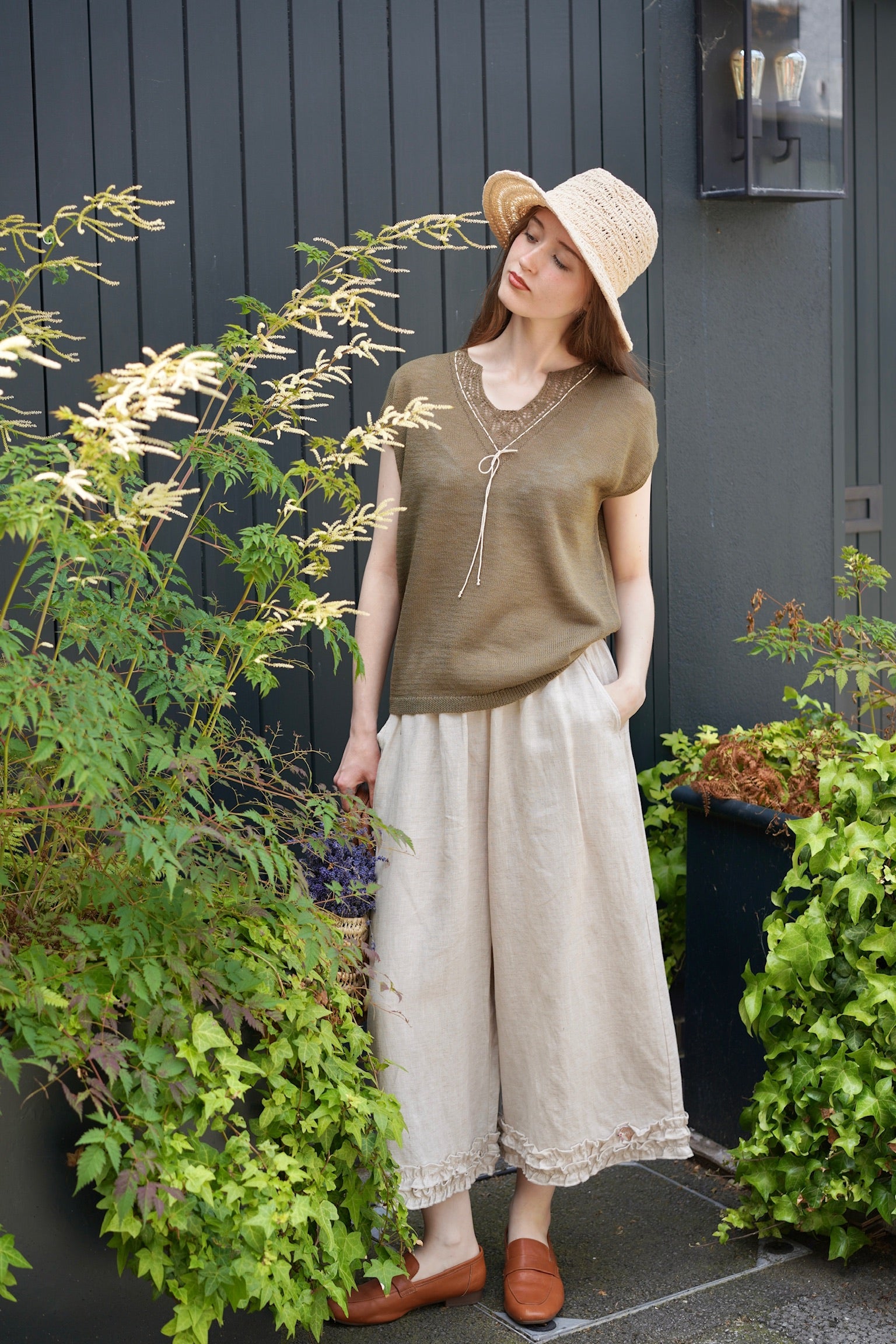 Olive Grove Crochet Tie Top