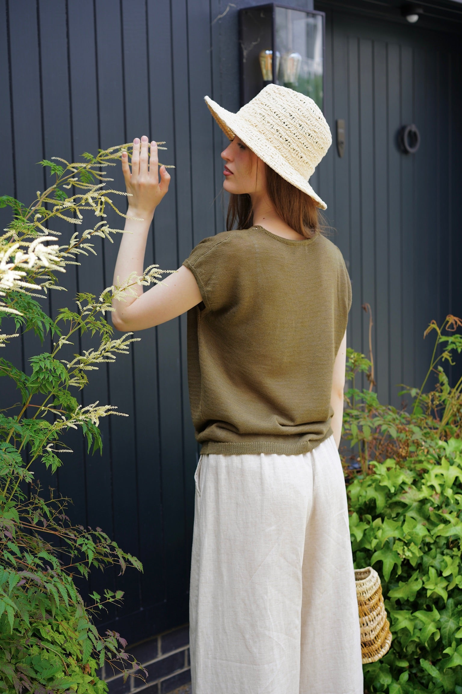 Olive Grove Crochet Tie Top