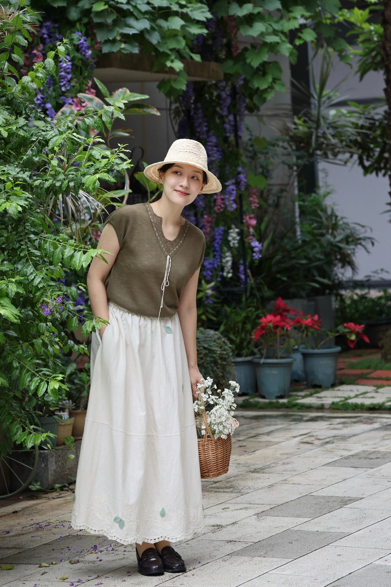 Olive Grove Crochet Tie Top