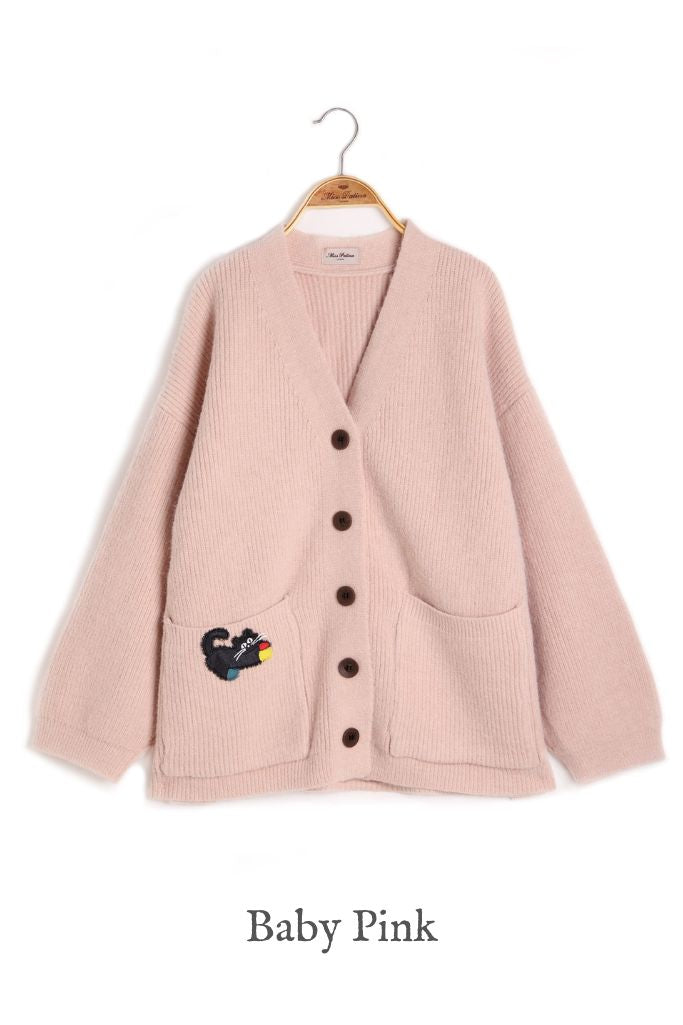 Oversized Kitty Love Cardigan (Baby Pink)