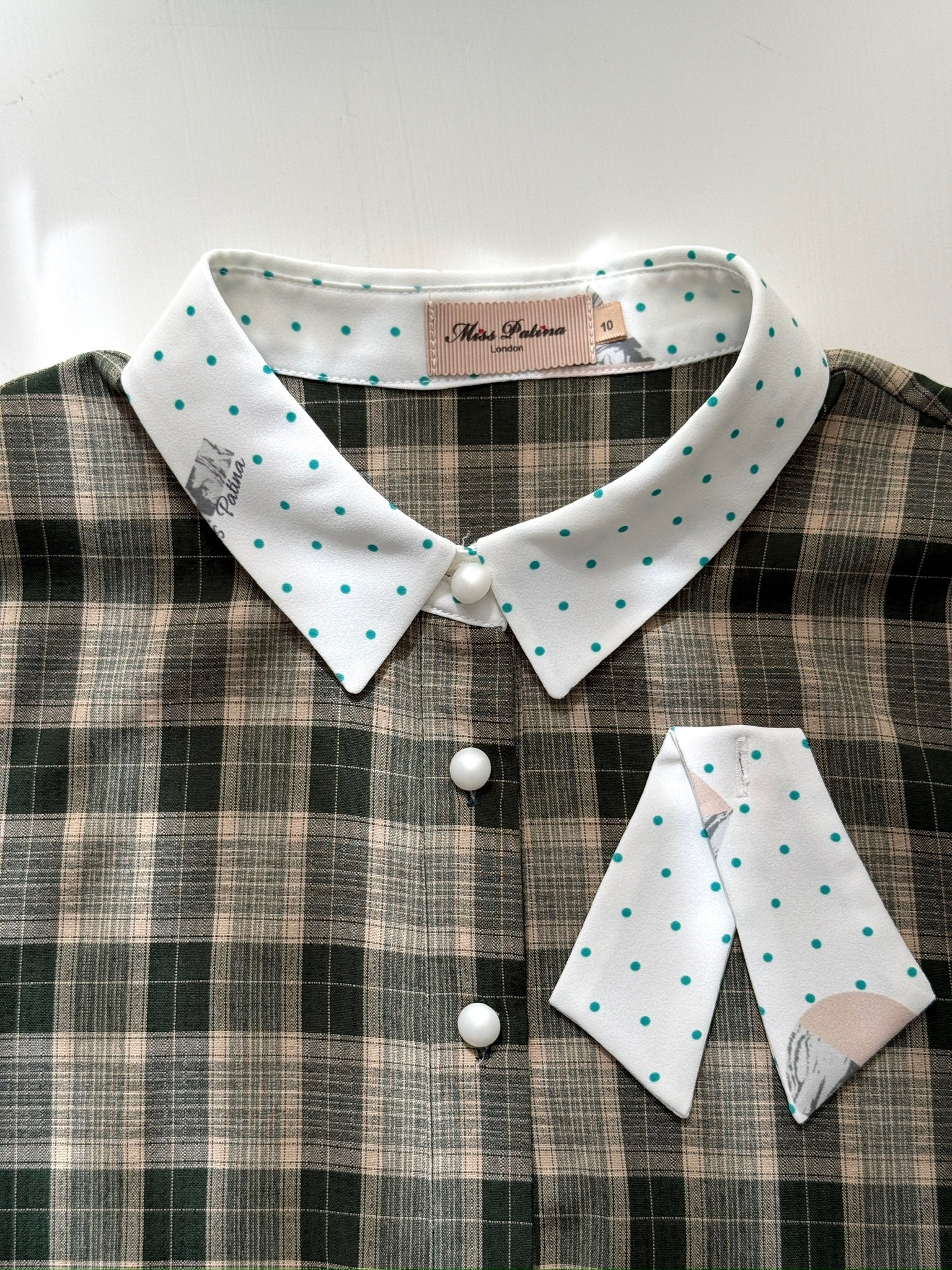 Pauline Fossil Blouse  (Forest Tartan)
