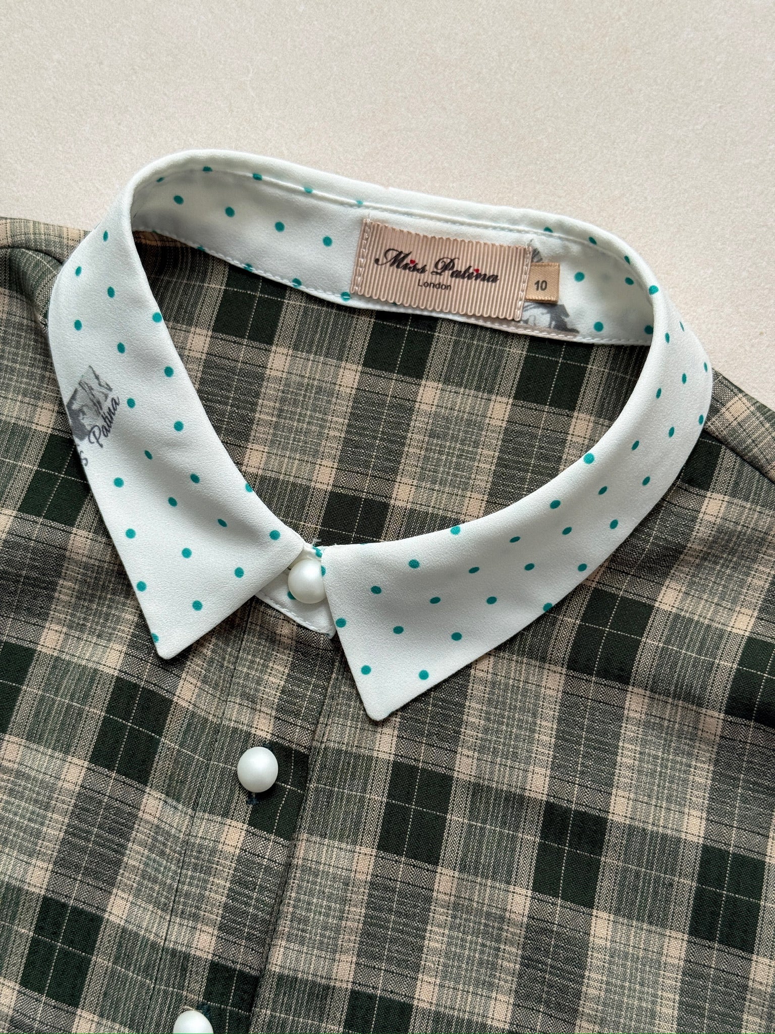Pauline Fossil Blouse  (Forest Tartan)