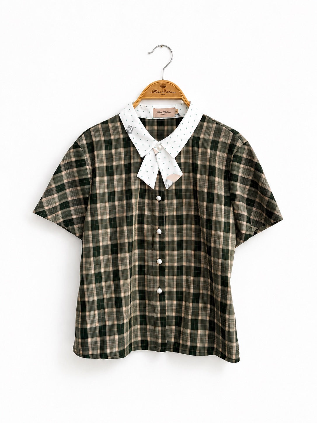 Pauline Fossil Blouse  (Forest Tartan)