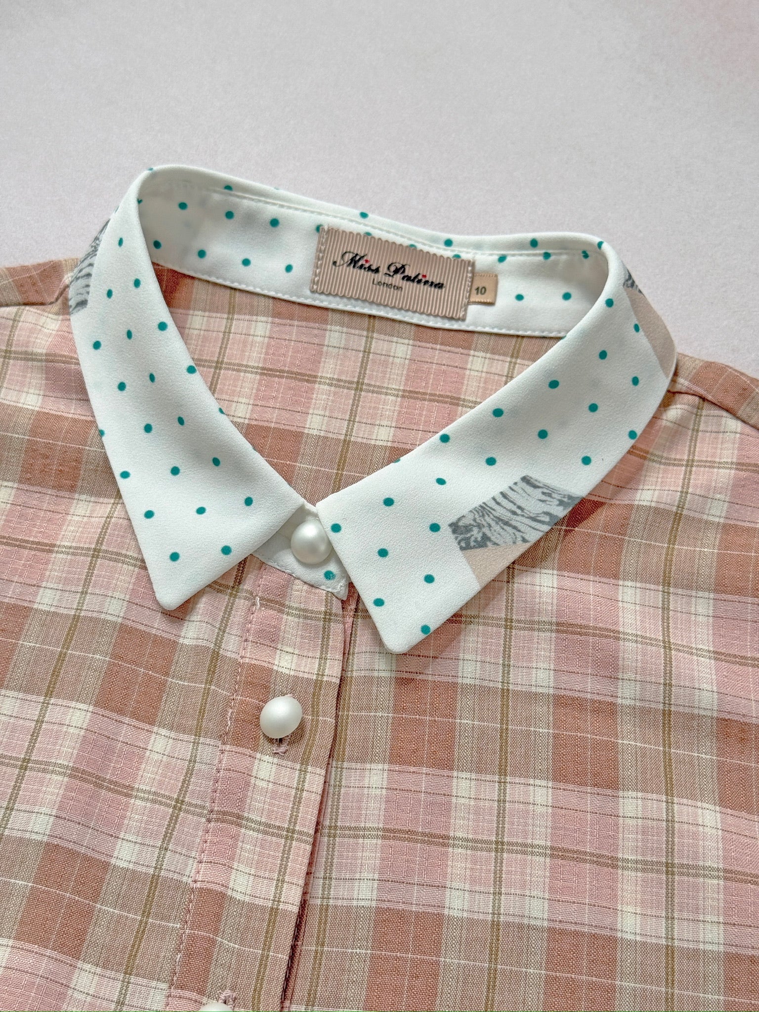 Pauline Fossil Blouse (Rose Tartan)