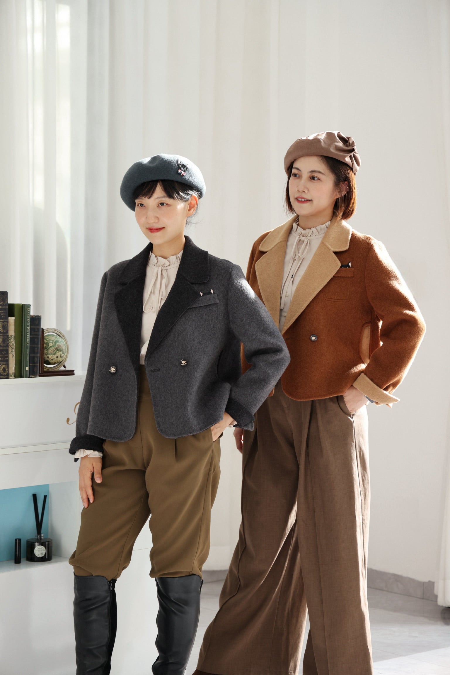 Peekaboo Cat Wool Blazer (Oxford Grey）