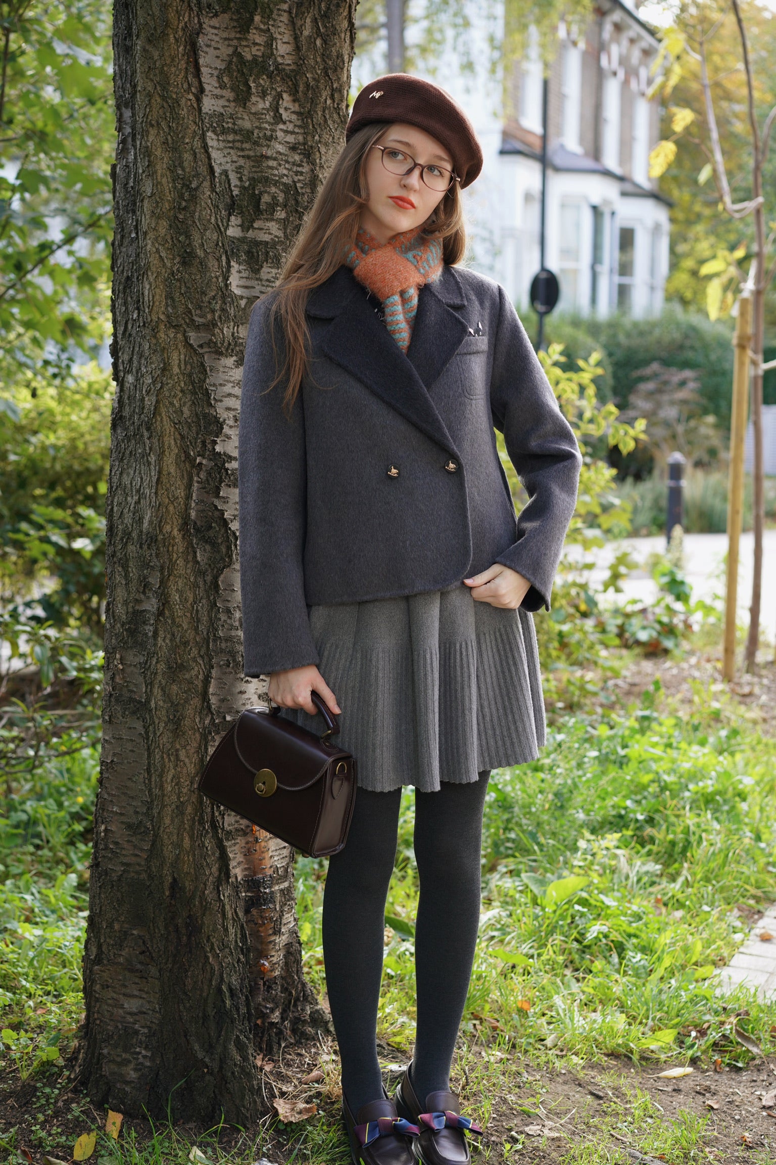 Peekaboo Cat Wool Blazer (Oxford Grey）