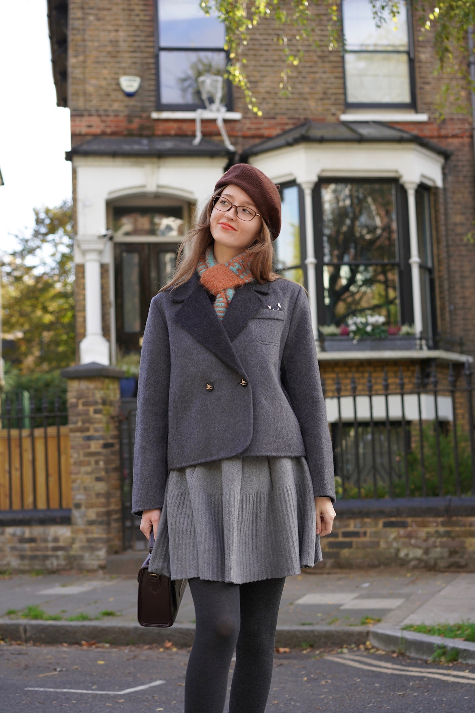 Peekaboo Cat Wool Blazer (Oxford Grey）