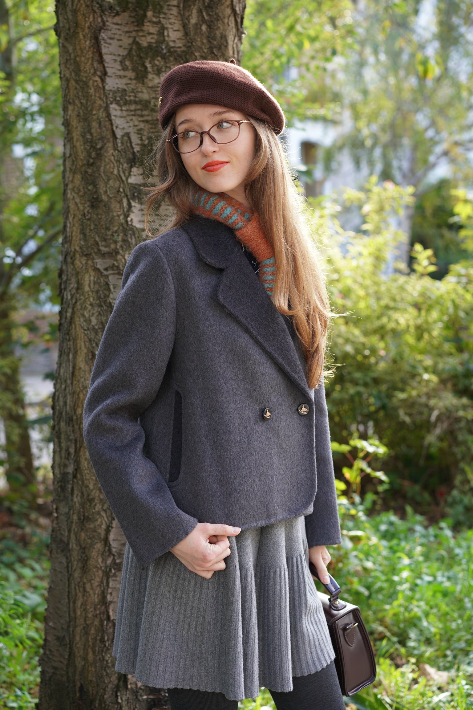Peekaboo Cat Wool Blazer (Oxford Grey）