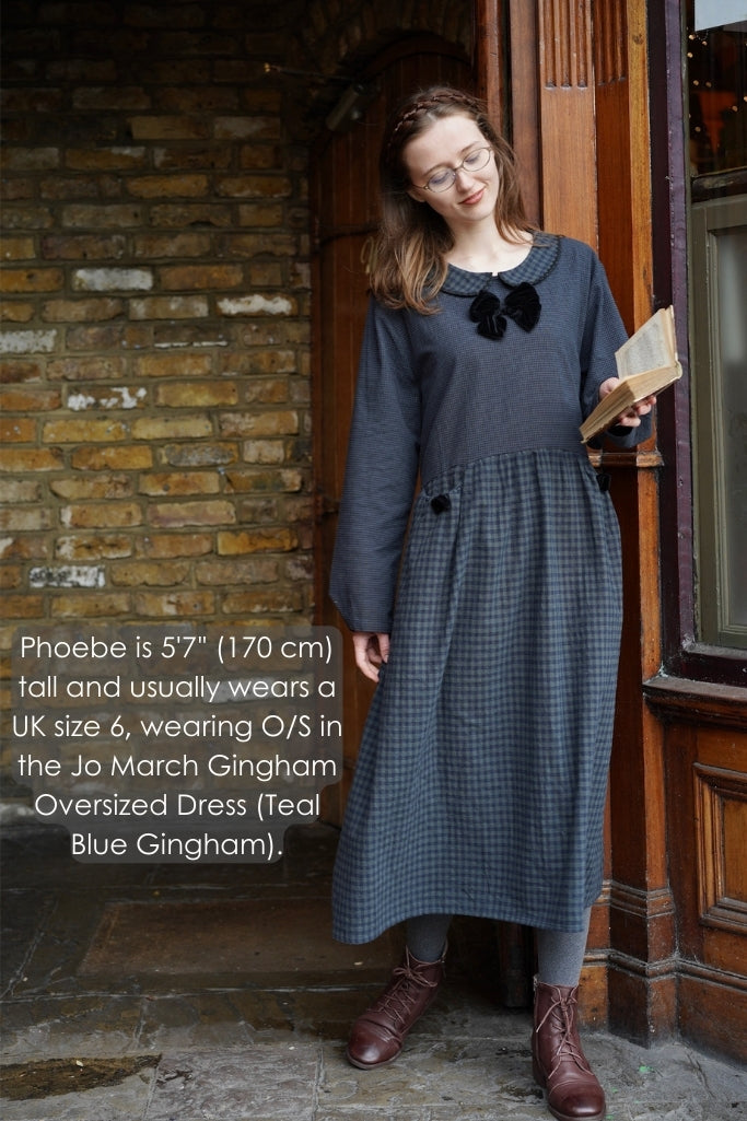 Jo March Gingham Oversized Dress (Teal Blue Gingham)