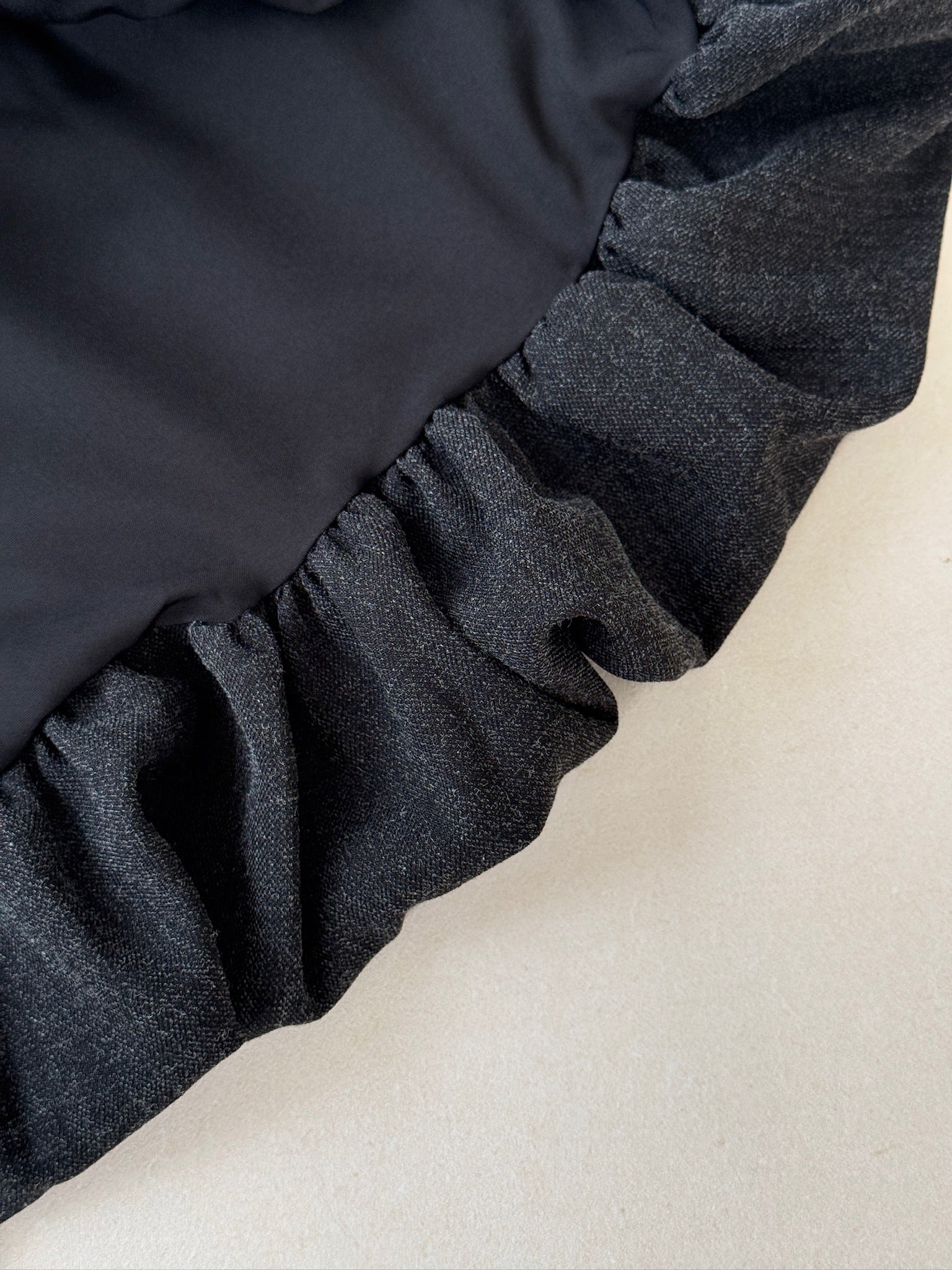 Pleated Bubble-Hem Mini Skirt (Charcoal Grey)