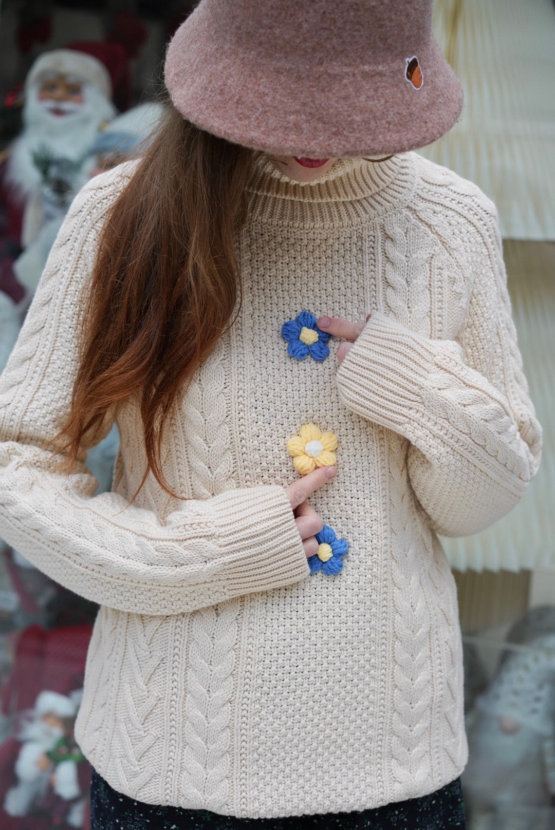 Pompom Cable Jumper (Cream)