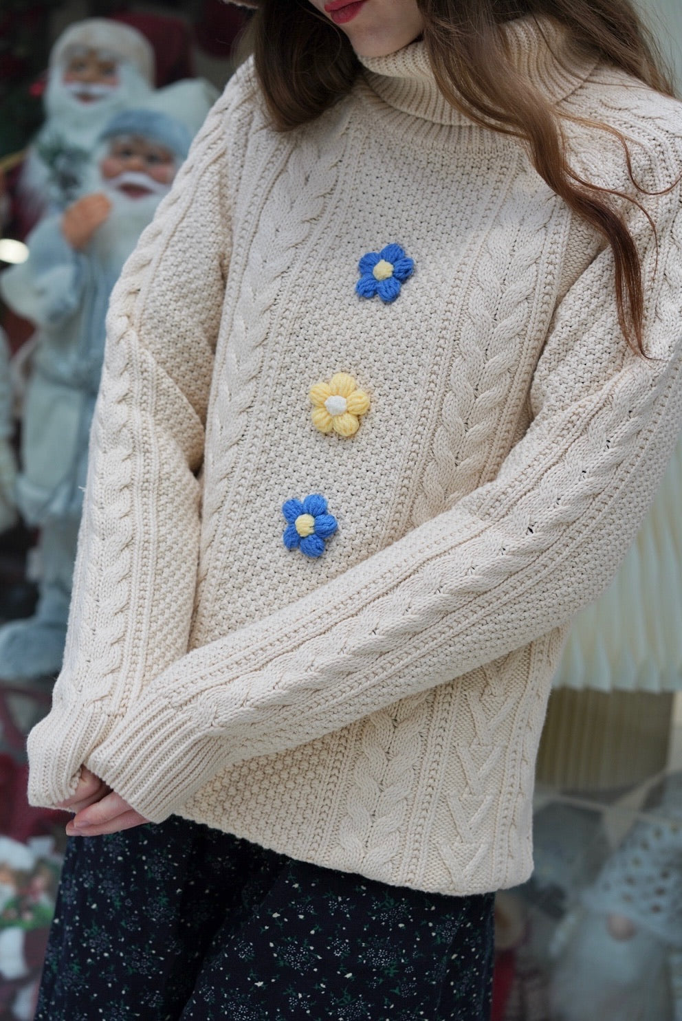 Pompom Cable Jumper (Cream)