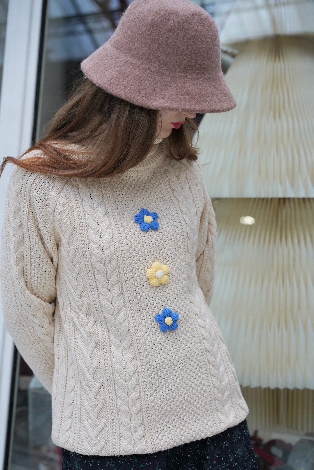 Pompom Cable Jumper (Cream)