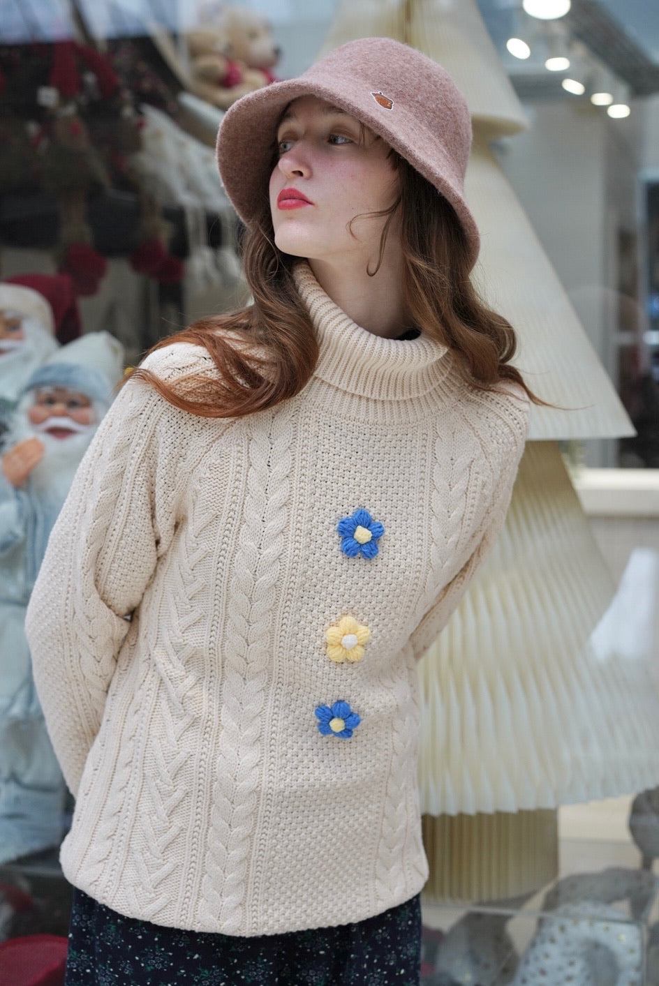 Pompom Cable Jumper (Cream)