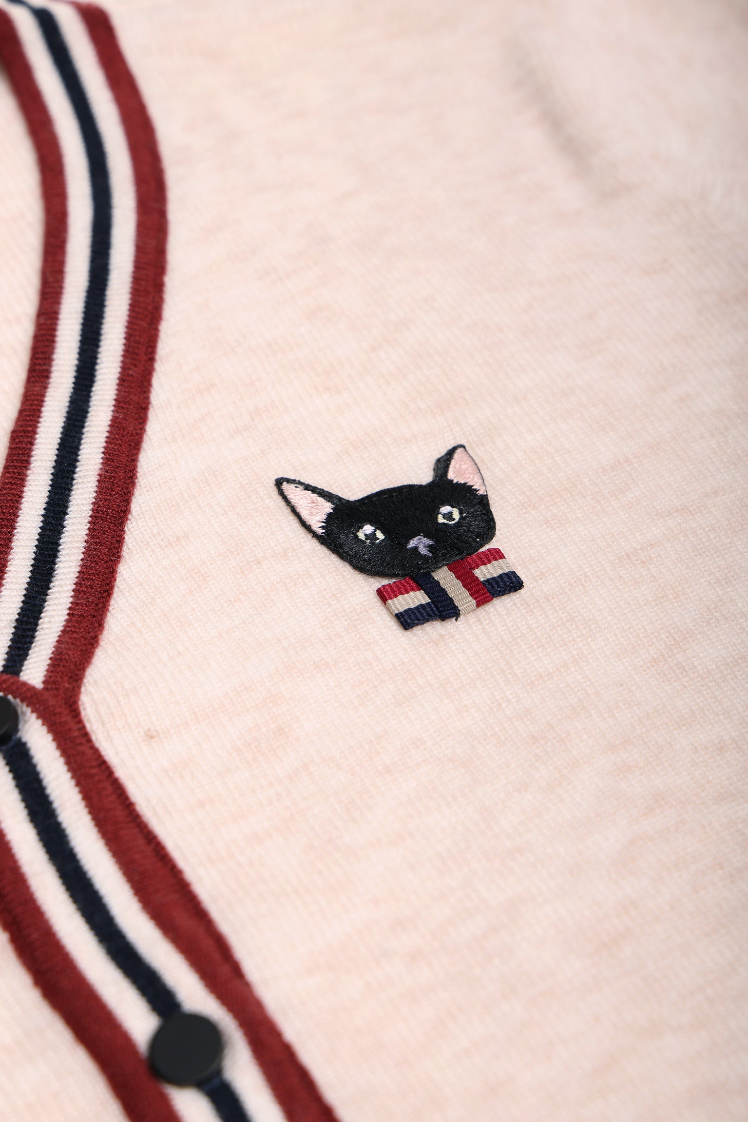 Preppy Cat Lightweight Cardigan (Cream)