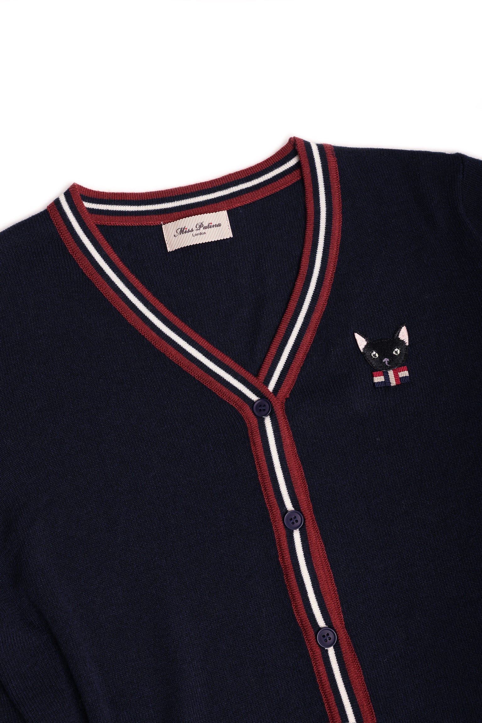 Preppy Cat Lightweight Cardigan (Navy)