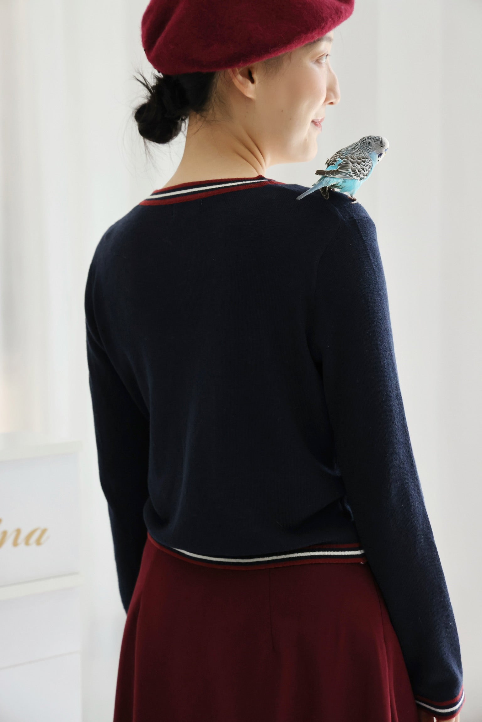 Preppy Cat Lightweight Cardigan (Navy)