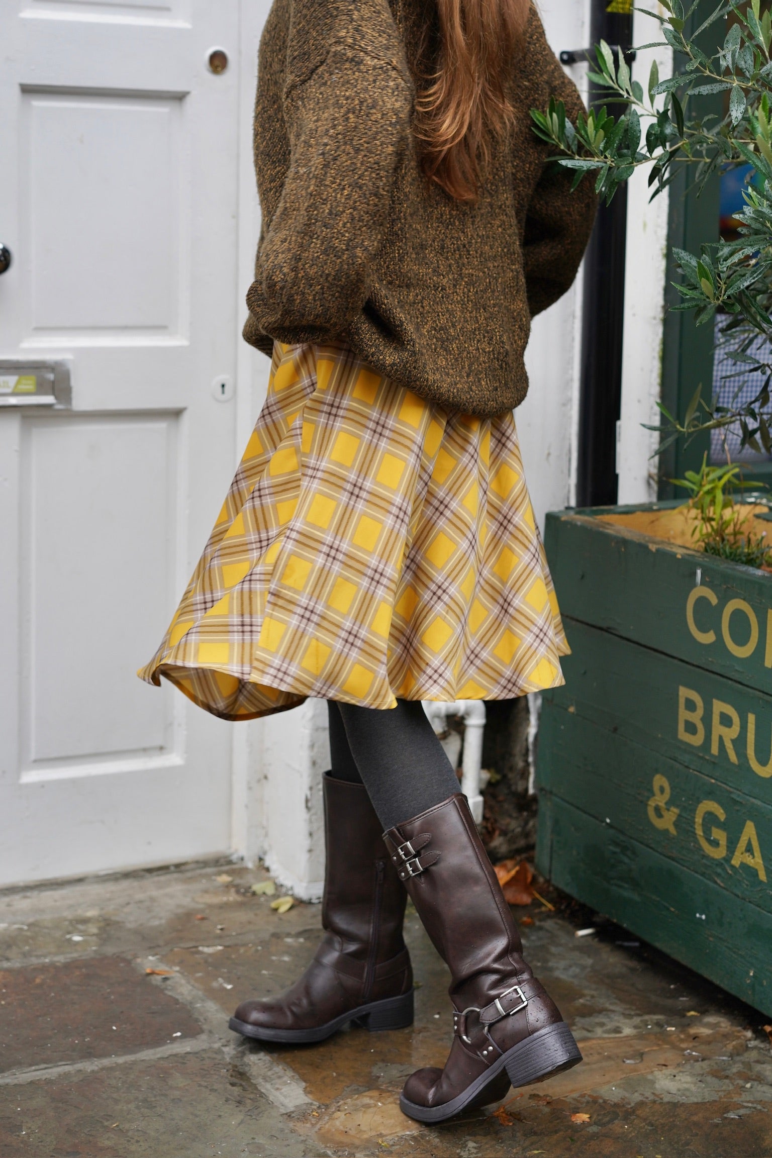 Pumpkin Spice Plaid Skirt