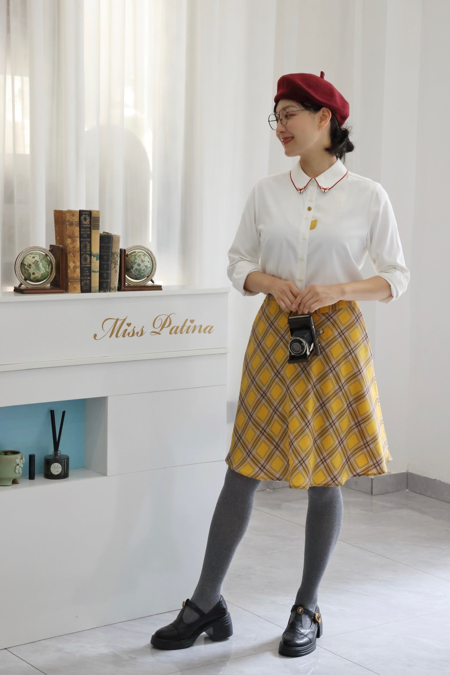Pumpkin Spice Plaid Skirt