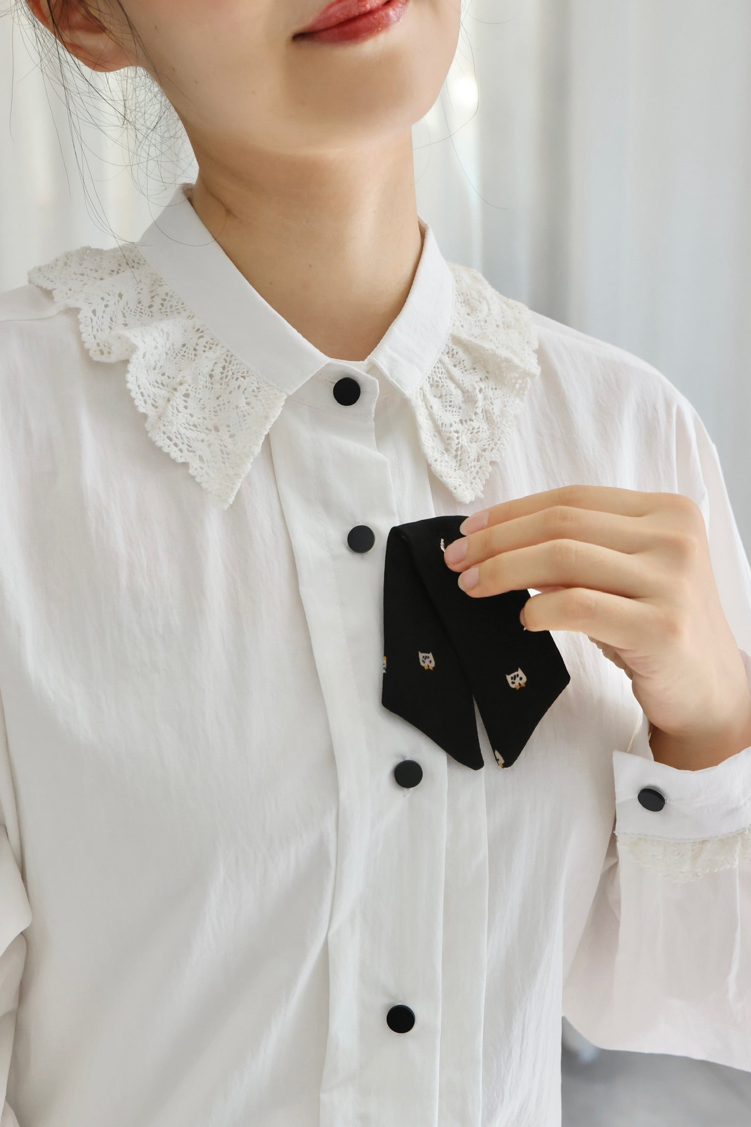 Raven Lace Collar Shirt
