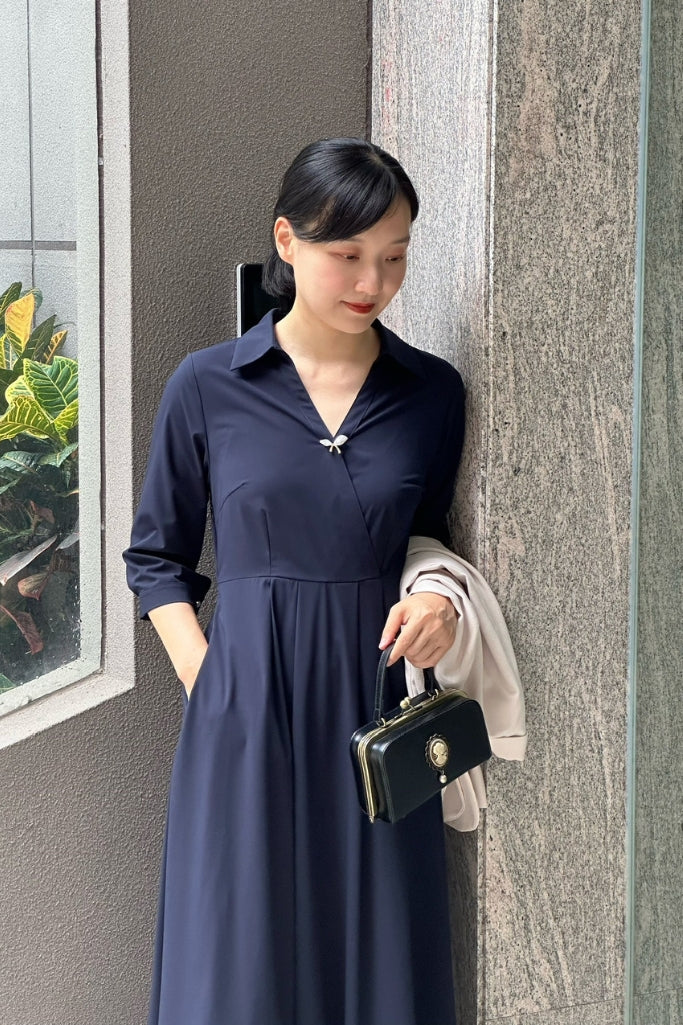 Retro Kelly Midi Dress  (Navy)