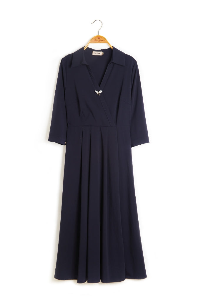 Retro Kelly Midi Dress  (Navy)