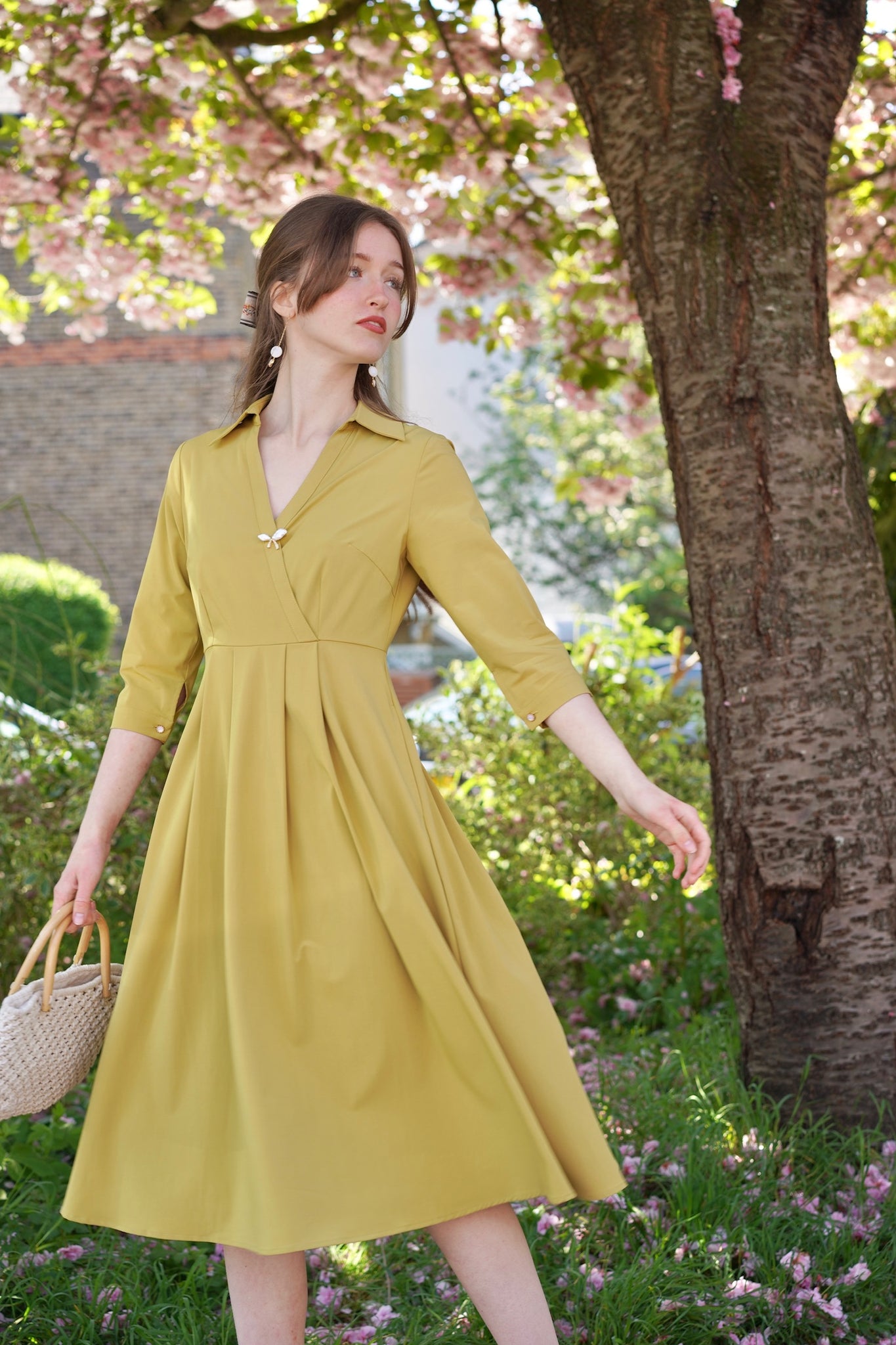 Retro Kelly Midi Dress (Olive Yellow) Retro Kelly Midi Dress (Olive Yellow)